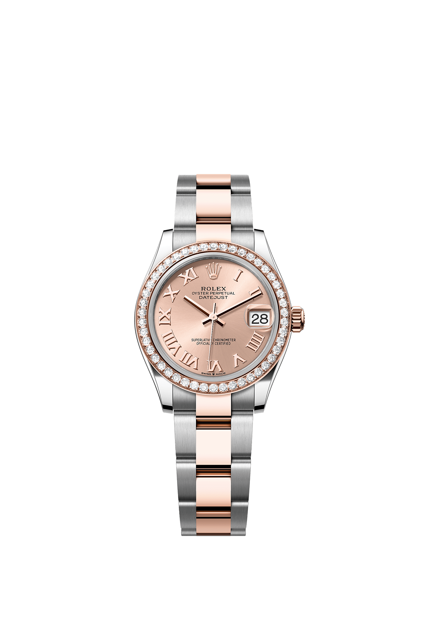 Datejust 31, Oyster, 31 mm, acciaio Oystersteel, oro Everose e diamanti, Quadrante : Color rosé, Rolex