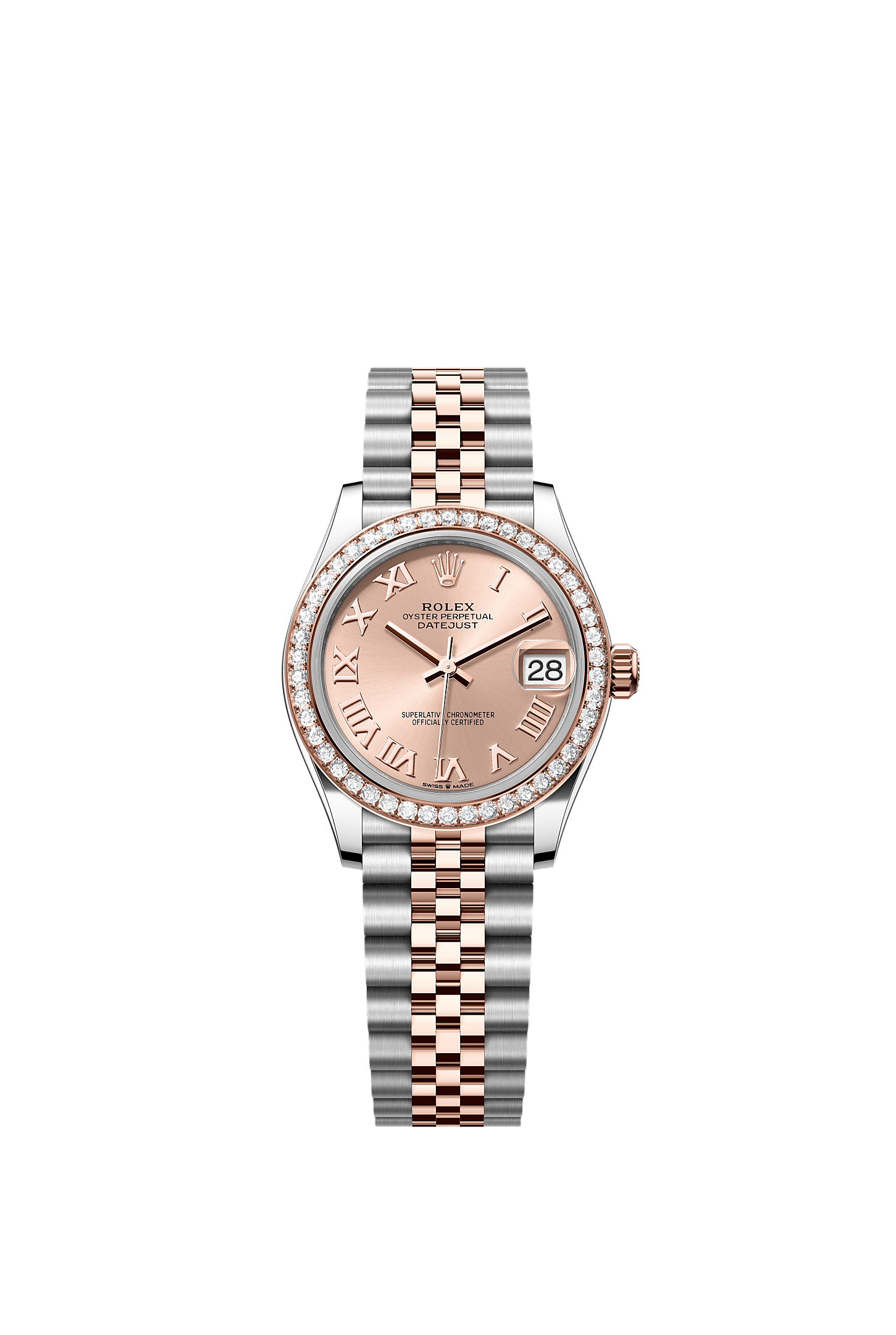Datejust 31, Oyster, 31 mm, Oystersteel, emas Everose dan berlian, Dial : Berwarna <i>rosé</i>, Rolex