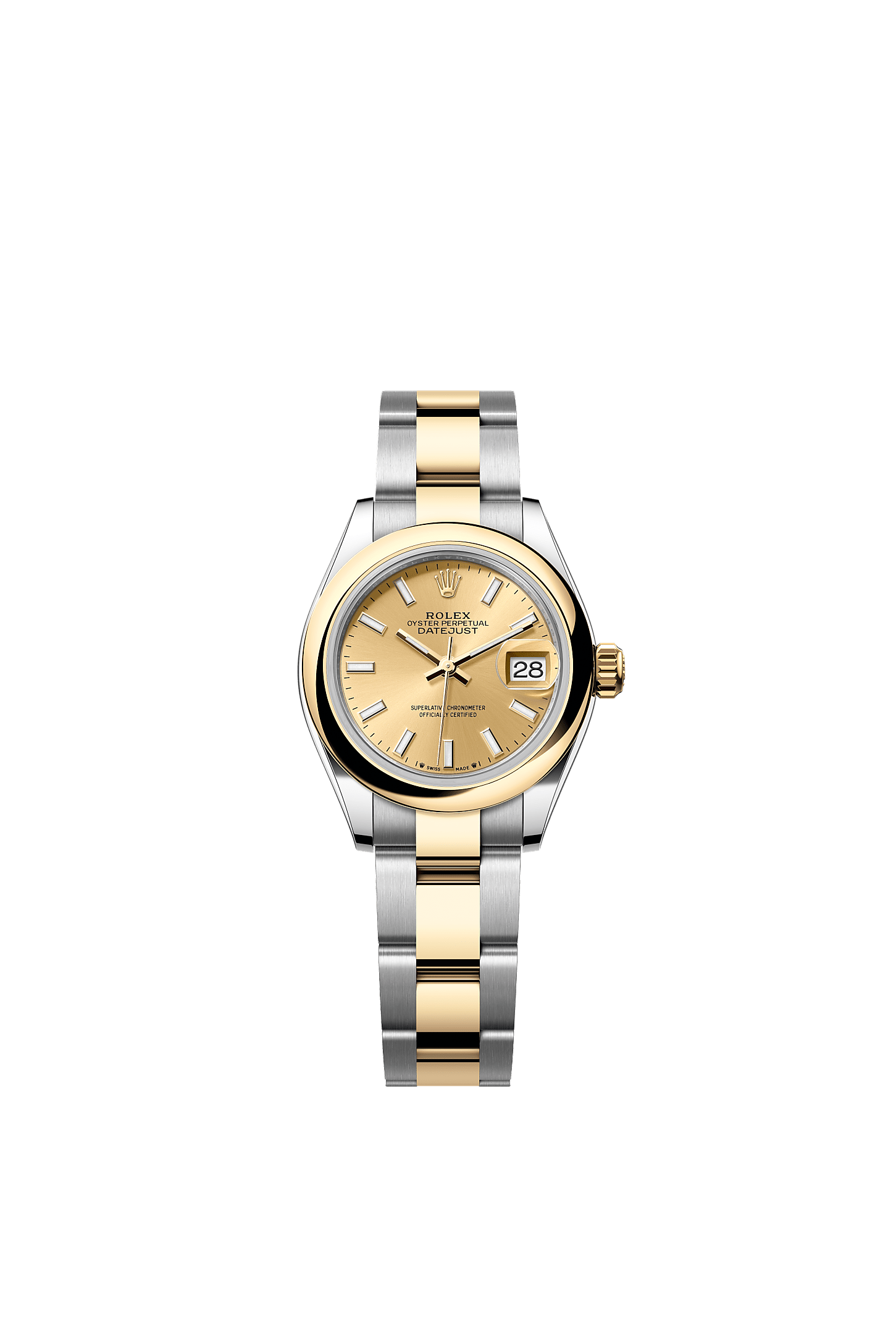 Lady-Datejust, Oyster, 28 мм, сталь Oystersteel и желтое золото, Циферблат : Цвета шампанского, Rolex