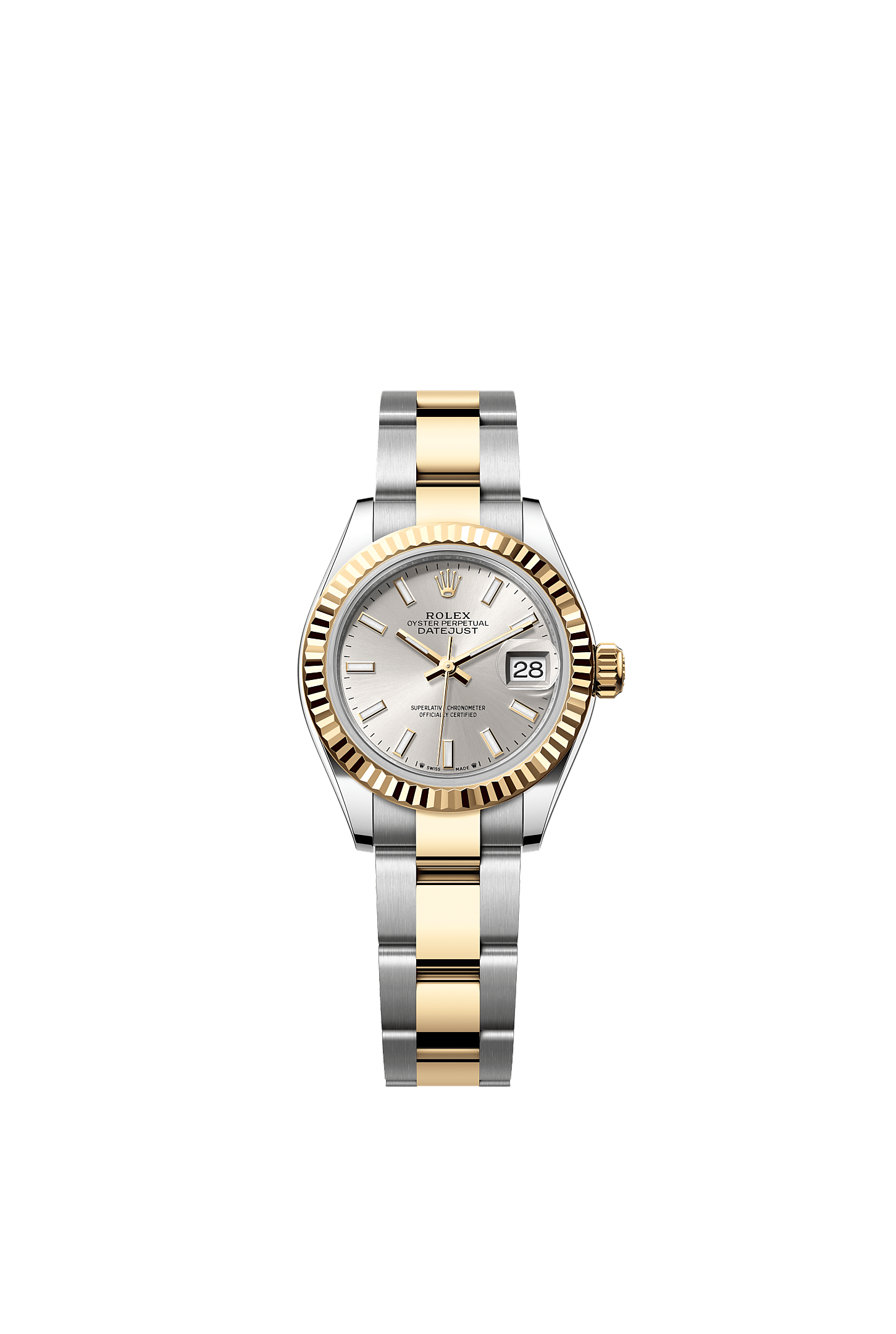 Lady-Datejust, Oyster, 28 mm, Oystersteel and yellow gold, Dial : Silver, Rolex