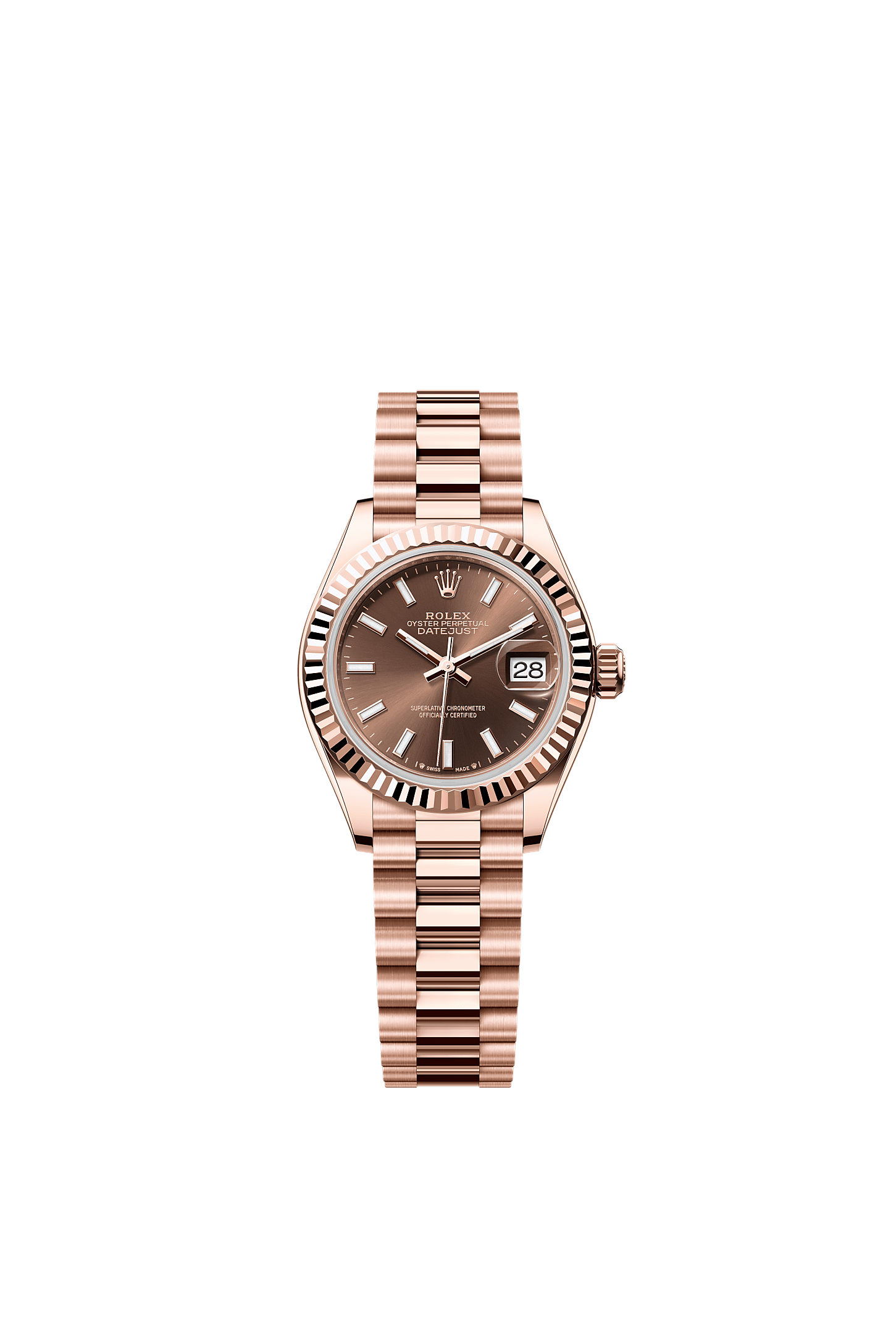Lady-Datejust, Oyster, 28 mm, Everose altın, Kadran : Çikolata rengi, Rolex