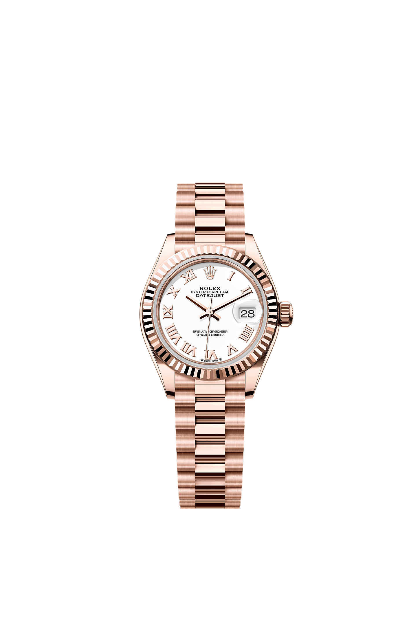 Lady-Datejust, Oyster, 28 mm, Everose-Gold, Zifferblatt : Weiß, Rolex