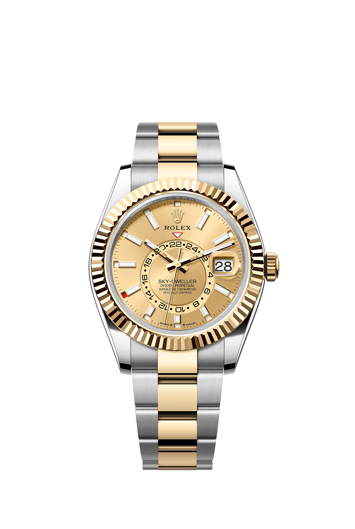 Sky-Dweller, Oyster, 42 mm, Oystersteel en geelgoud, Wijzerplaat : Champagnekleurig, Rolex