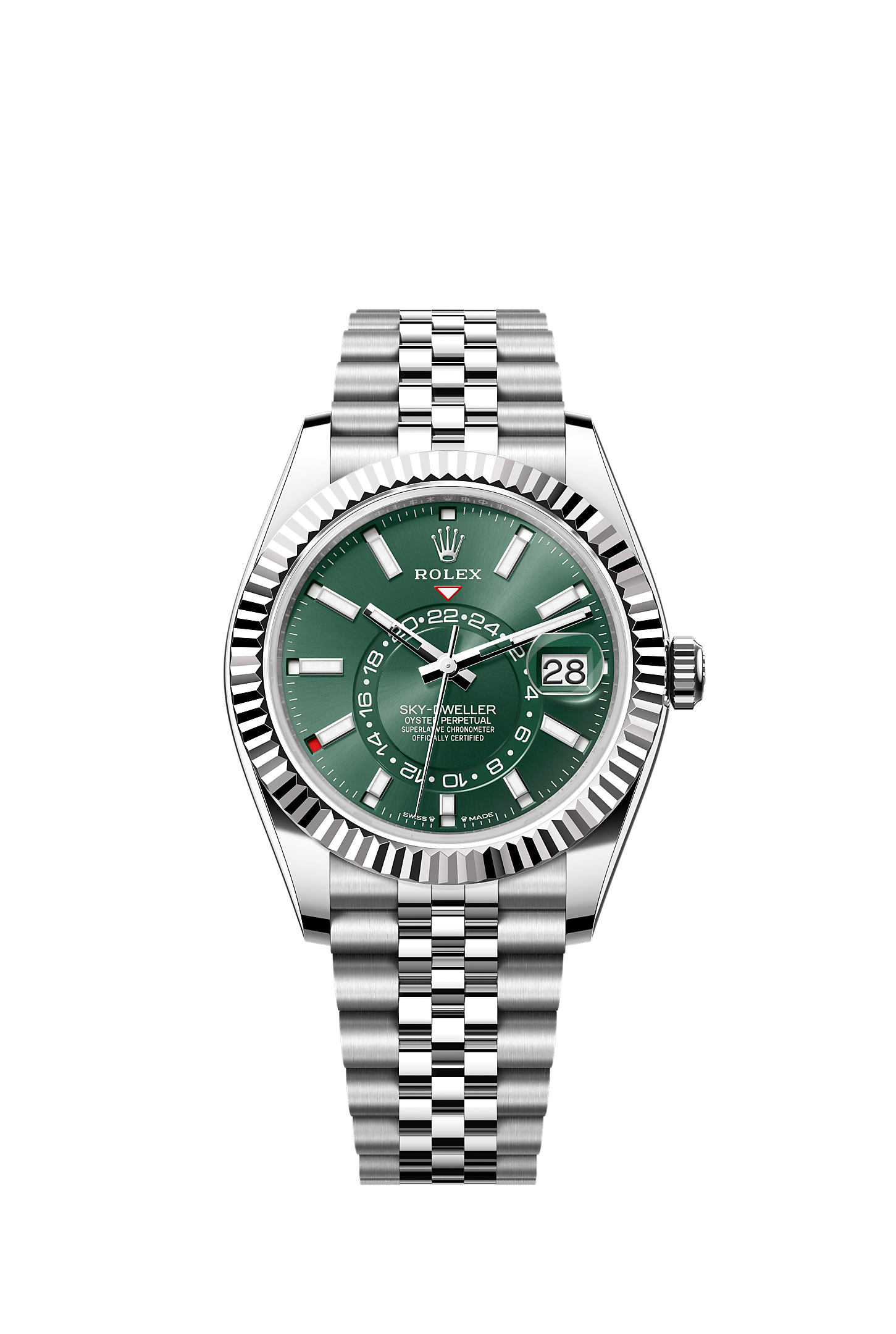 Sky-Dweller, Oyster, 42 mm, Oystersteel and white gold, Dial : Mint green, Rolex