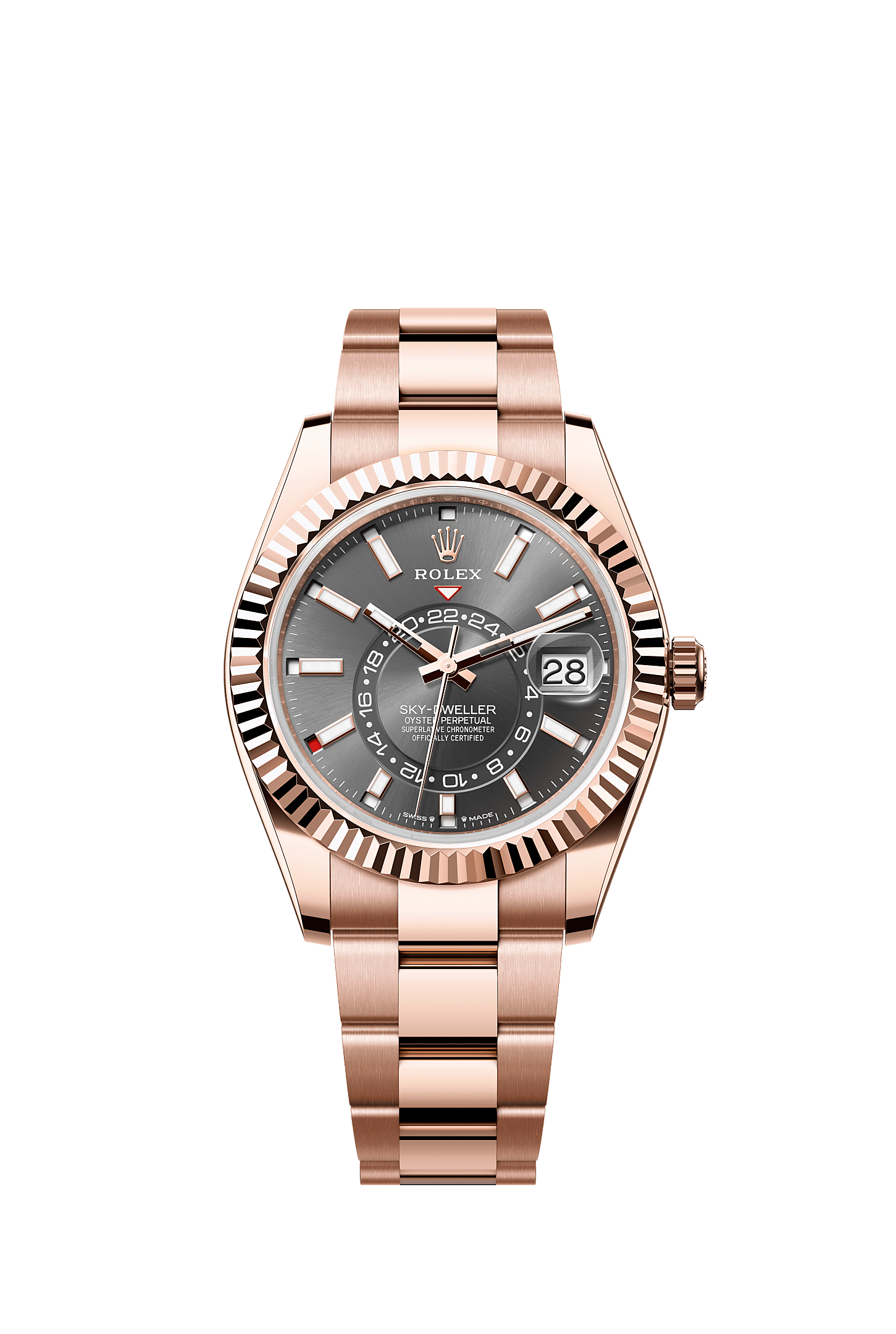 Sky-Dweller, Oyster, 42 mm, emas Everose, Dial : <i>Slate</i>, Rolex