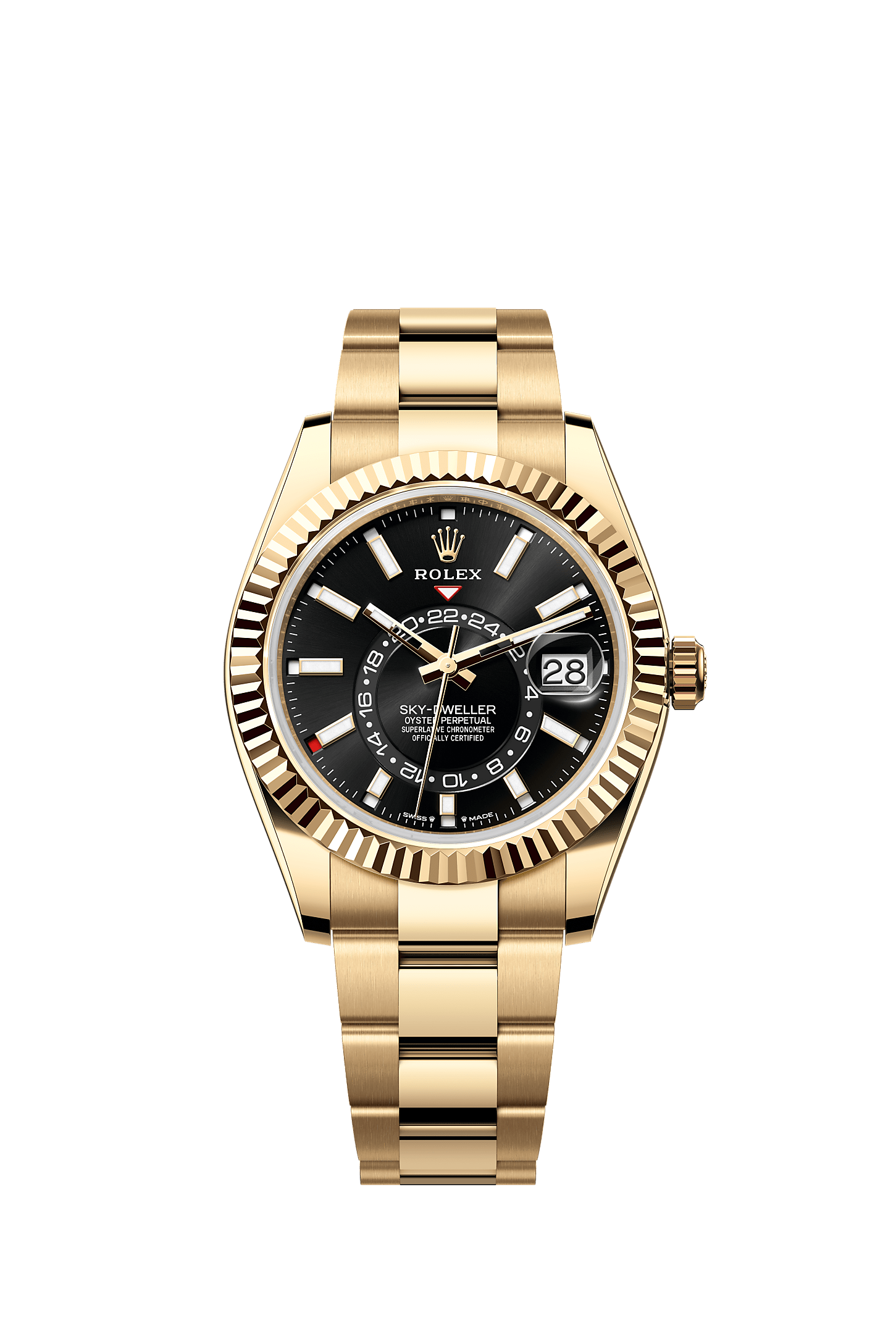 Sky-Dweller, Oyster, 42 mm, yellow gold, Dial : Bright black, Rolex