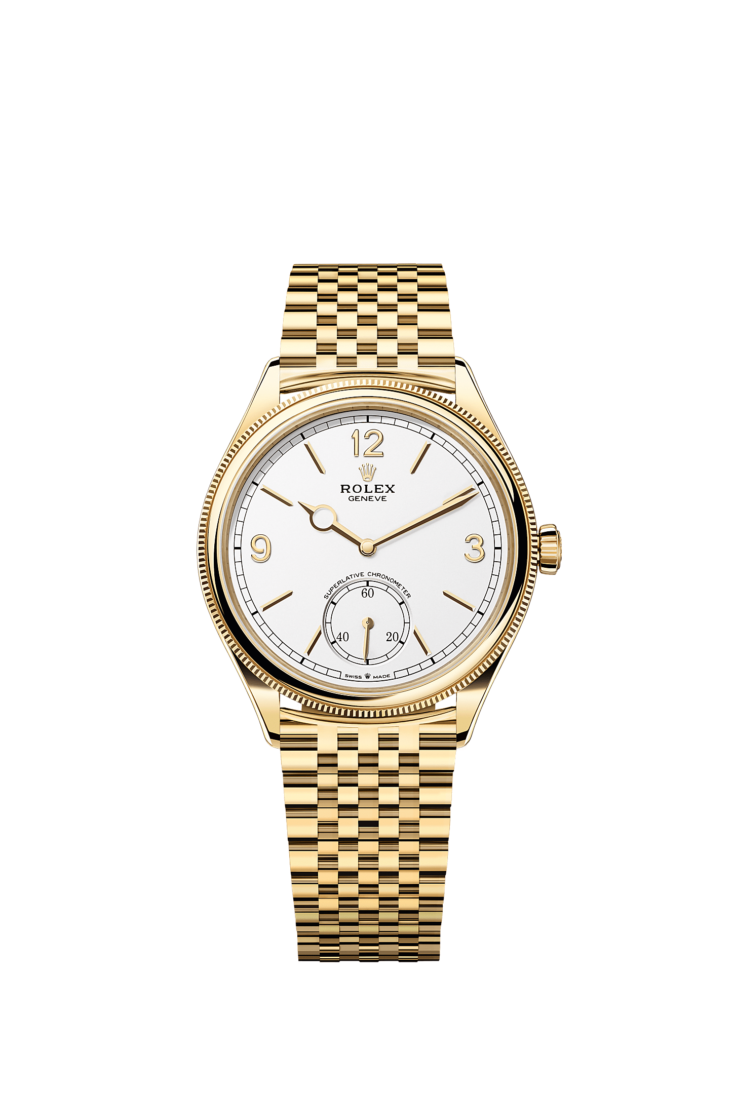 1908, 39 mm, 18 ct yellow gold, polished finish, Dial : Intense white, Rolex