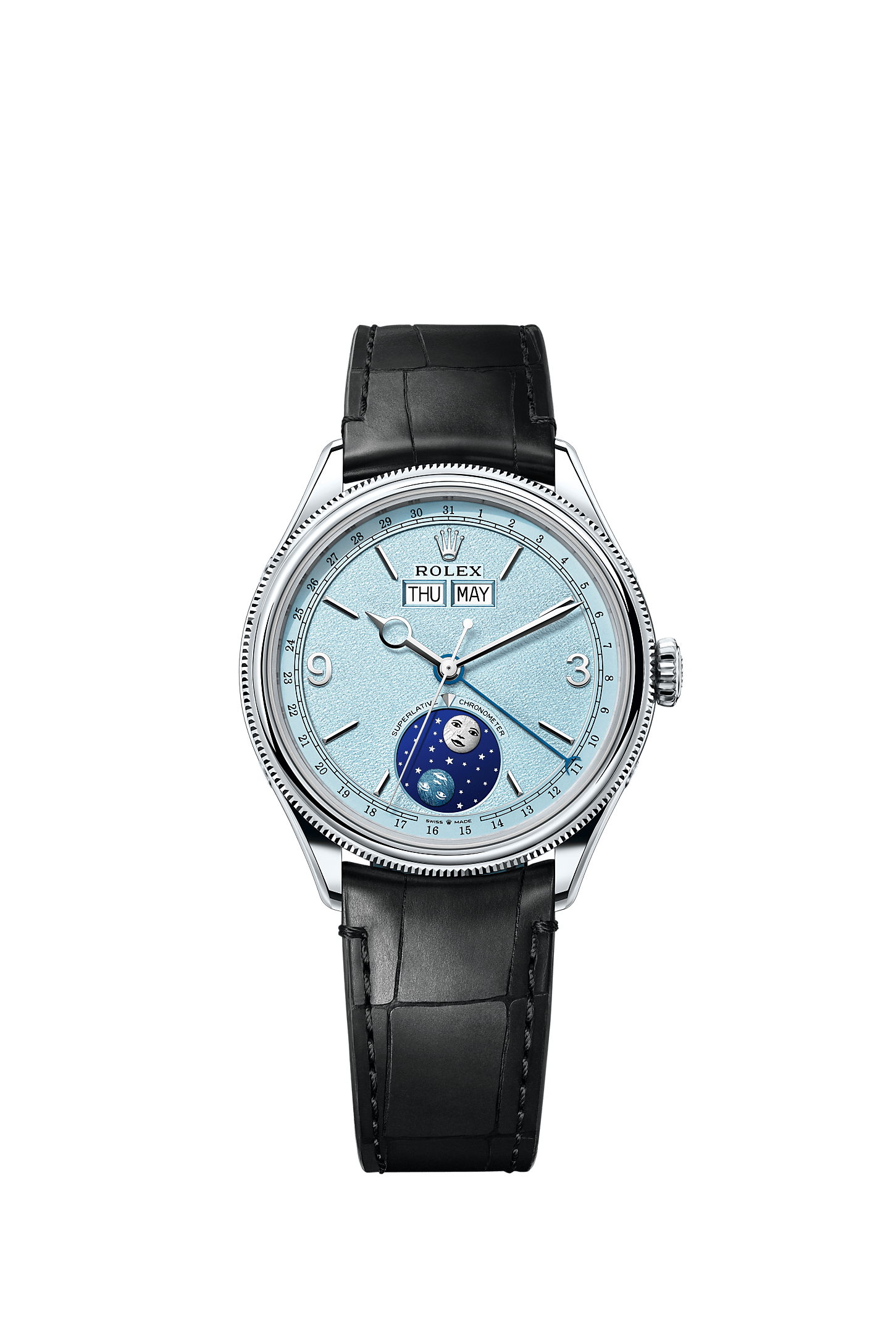 Padellone, 39 mm, platinum, polished finish, Dial : Ice blue, Rolex