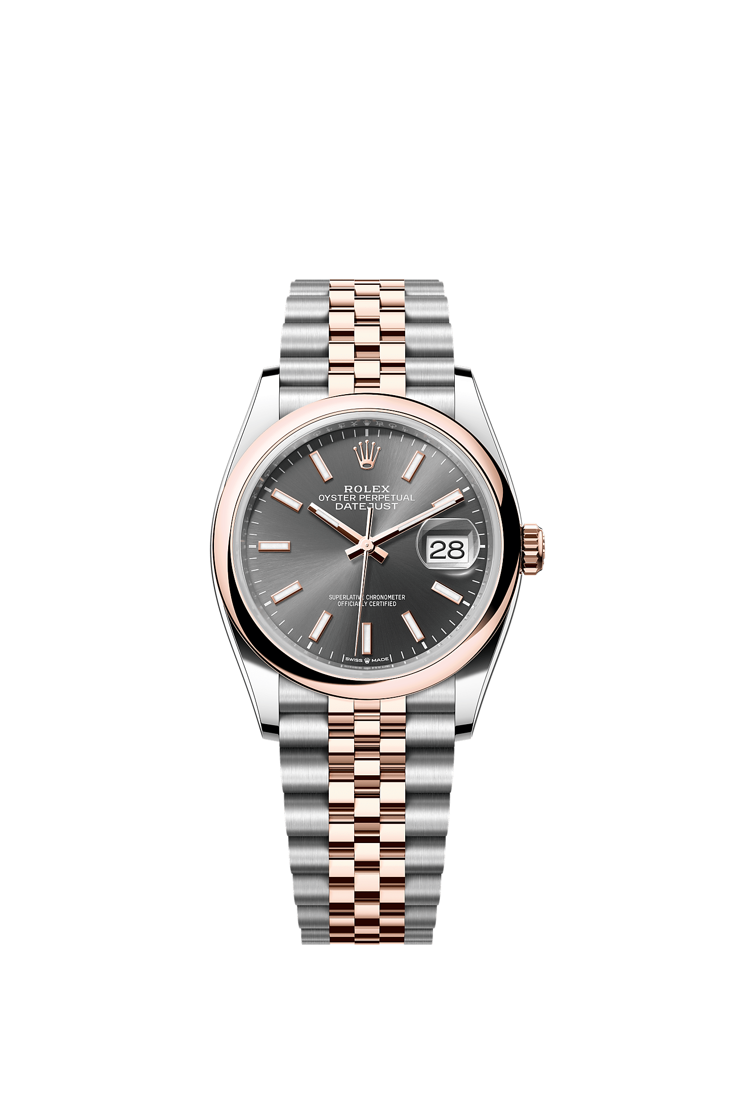 Datejust 36, Oyster, 36 mm, acero Oystersteel y oro Everose, Esfera : Pizarra, Rolex