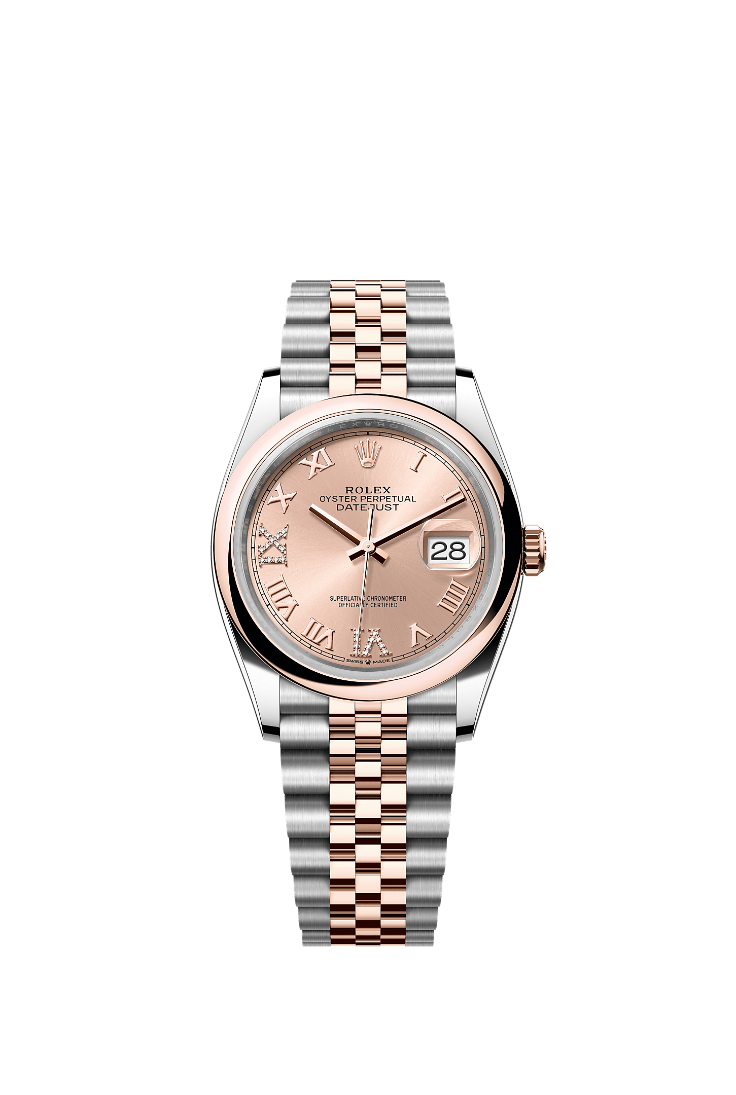 Datejust 36, Oyster, 36 мм, сталь Oystersteel и золото Everose, Циферблат : Цвета rosé, бриллианты, Rolex