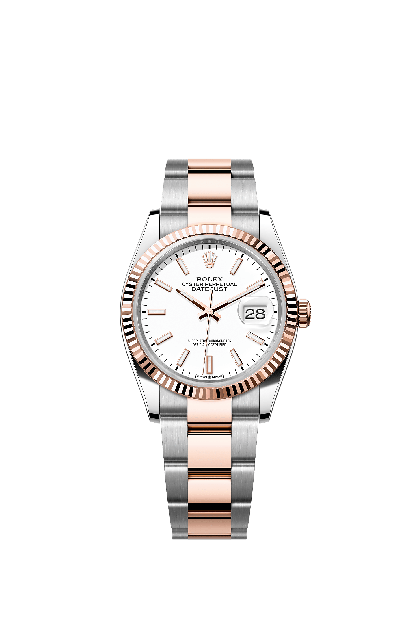 Datejust 36, Oyster, 36 мм, сталь Oystersteel и золото Everose, Циферблат : Белый, Rolex