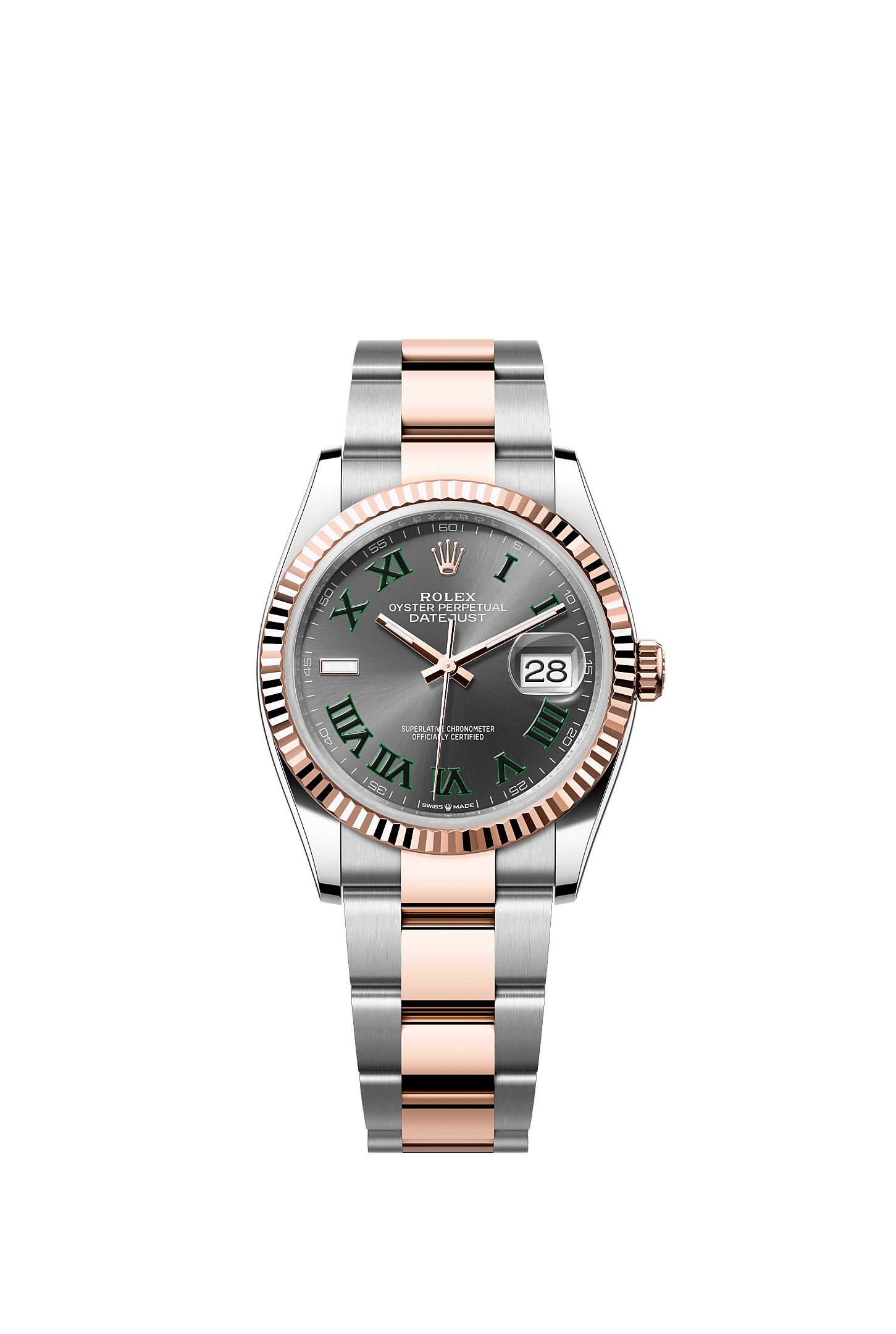 Datejust 36, Oyster, 36 мм, сталь Oystersteel и золото Everose, Циферблат : Темно-серый, Rolex