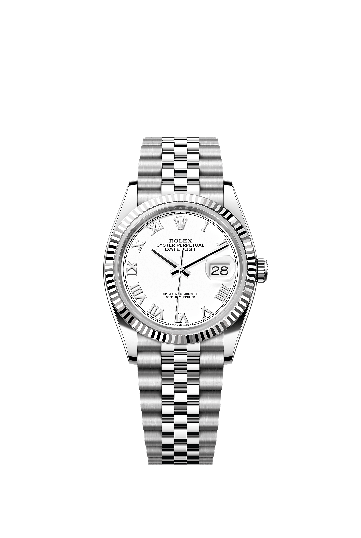 Datejust 36, Oyster, 36 mm, acier Oystersteel et or gris, Cadran : Blanc, Rolex