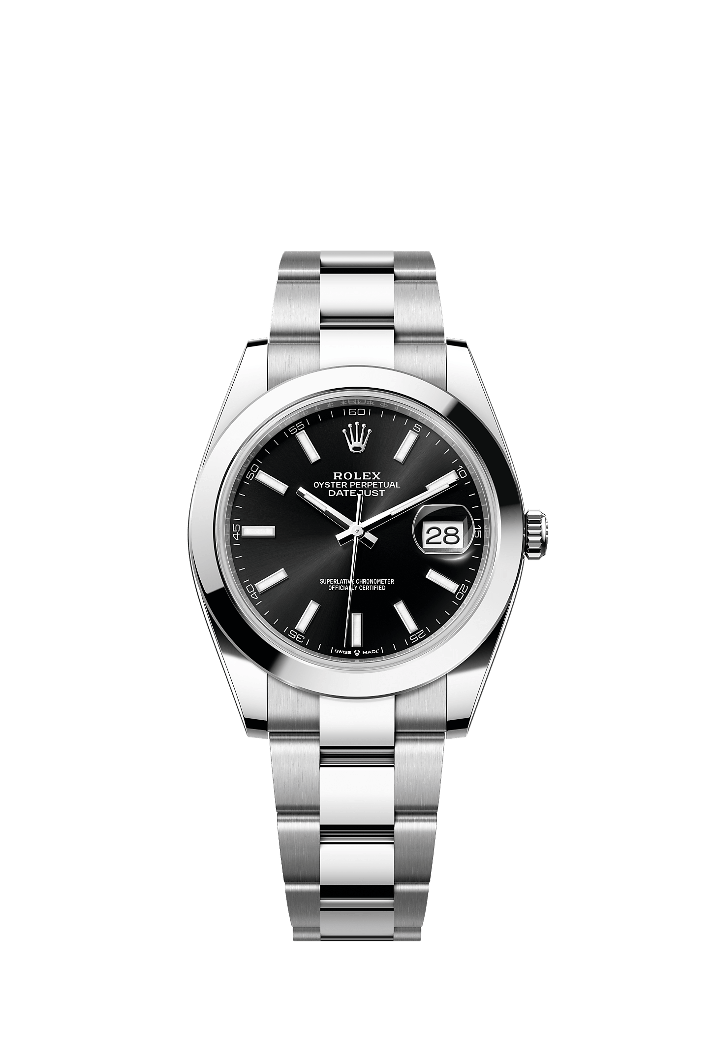Datejust 41, Oyster, 41 mm, Edelstahl Oystersteel, Zifferblatt : Strahlend schwarz, Rolex