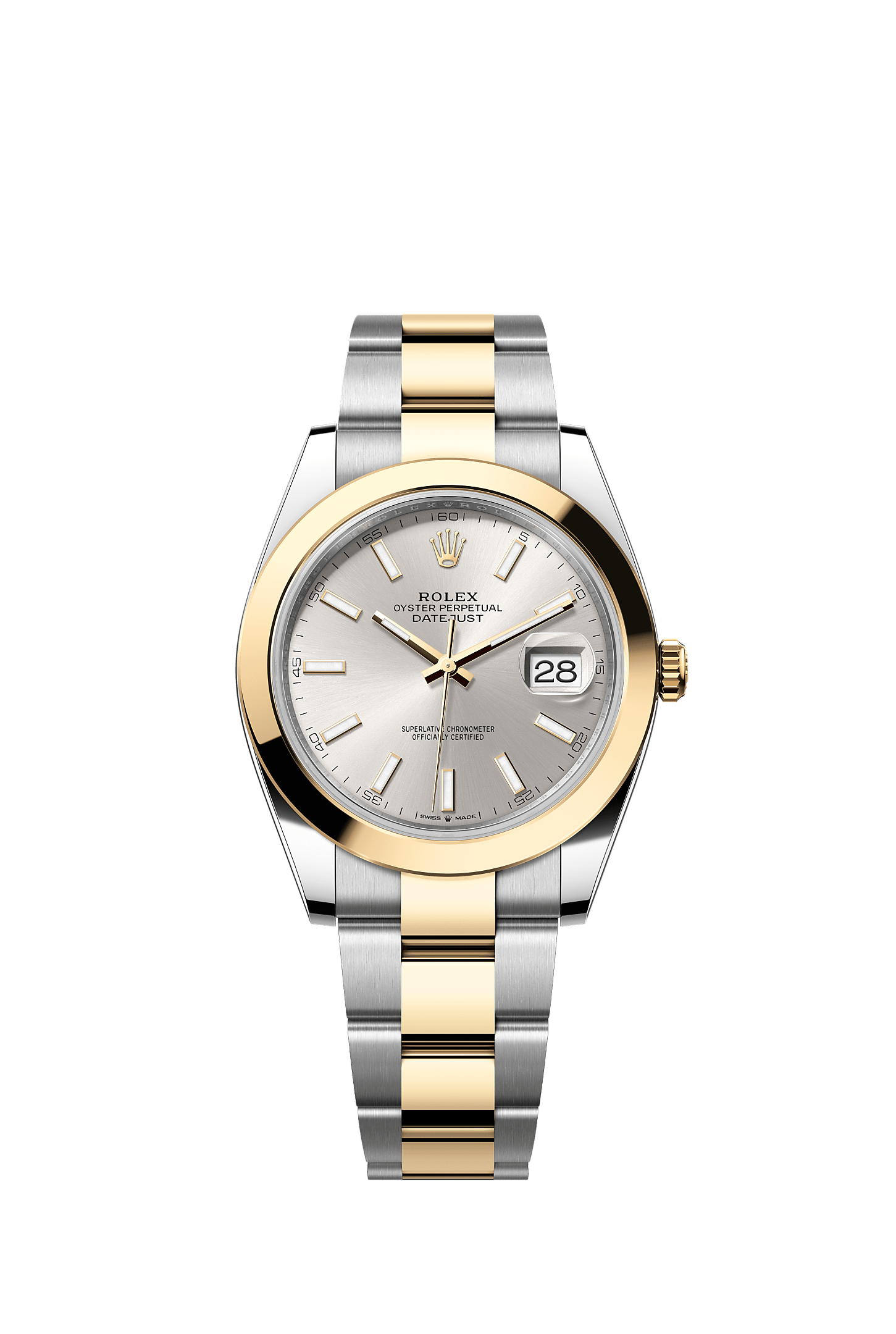 Datejust 41, Oyster, 41 mm, Edelstahl Oystersteel und Gelbgold, Zifferblatt : Silbern, Rolex