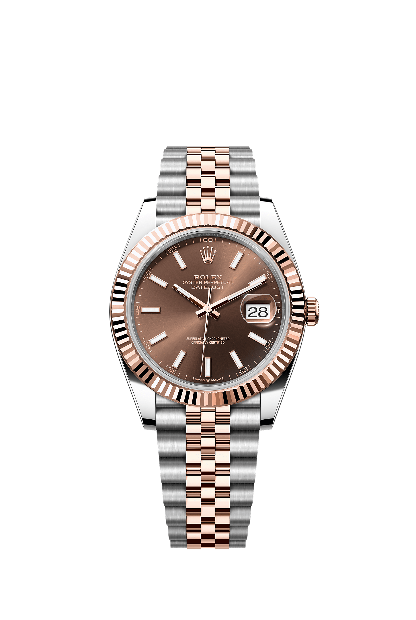 Datejust 41, Oyster, 41 mm, Oystersteel dan emas Everose, Dial : Cokelat, Rolex