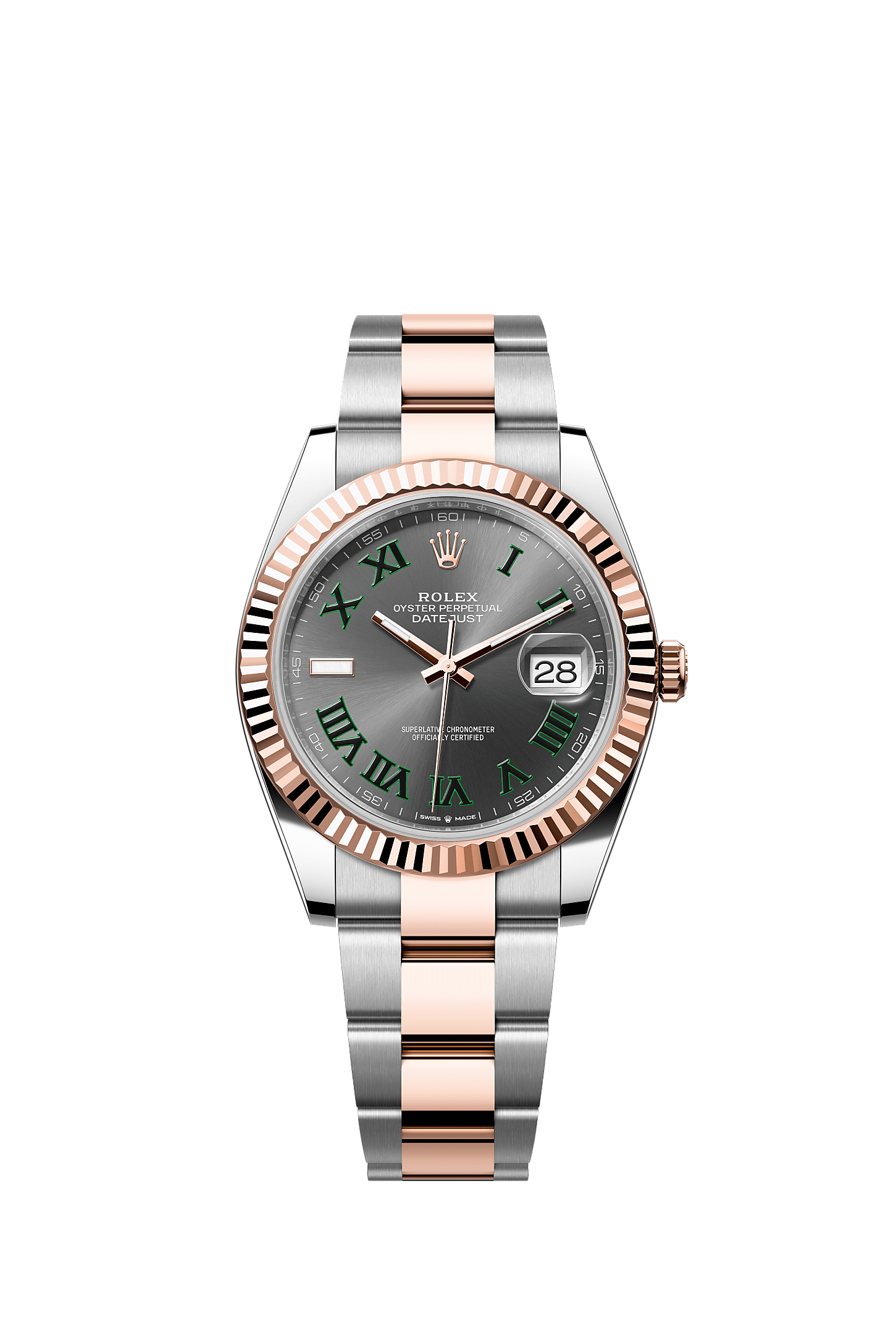 Datejust 41, Oyster, 41 mm, aço Oystersteel e ouro Everose, Mostrador : Ardósia, Rolex