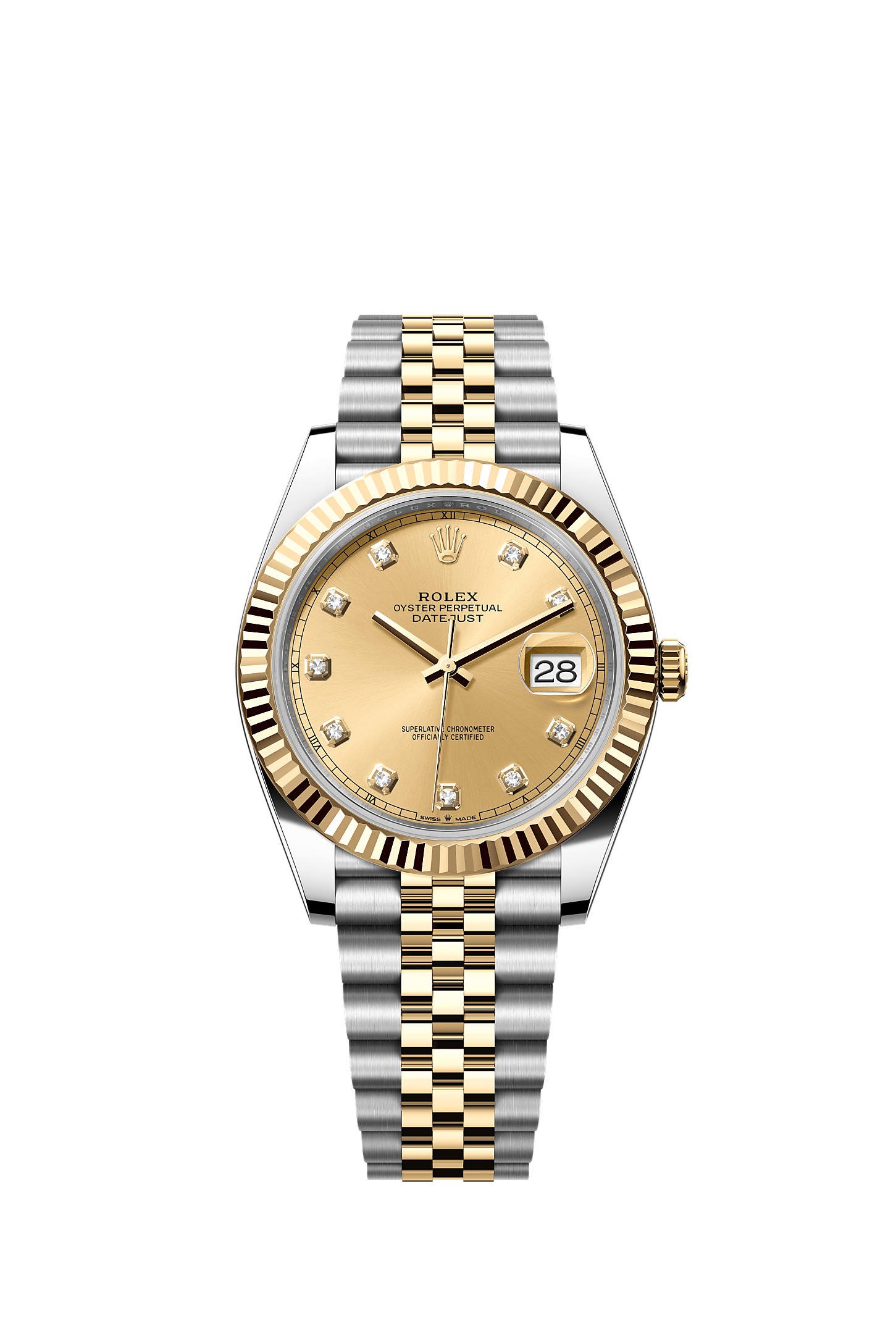 Datejust 41, Oyster, 41 mm, stal Oystersteel i żółte złoto, Tarcza : W kolorze szampana, wysadzana brylantami, Rolex