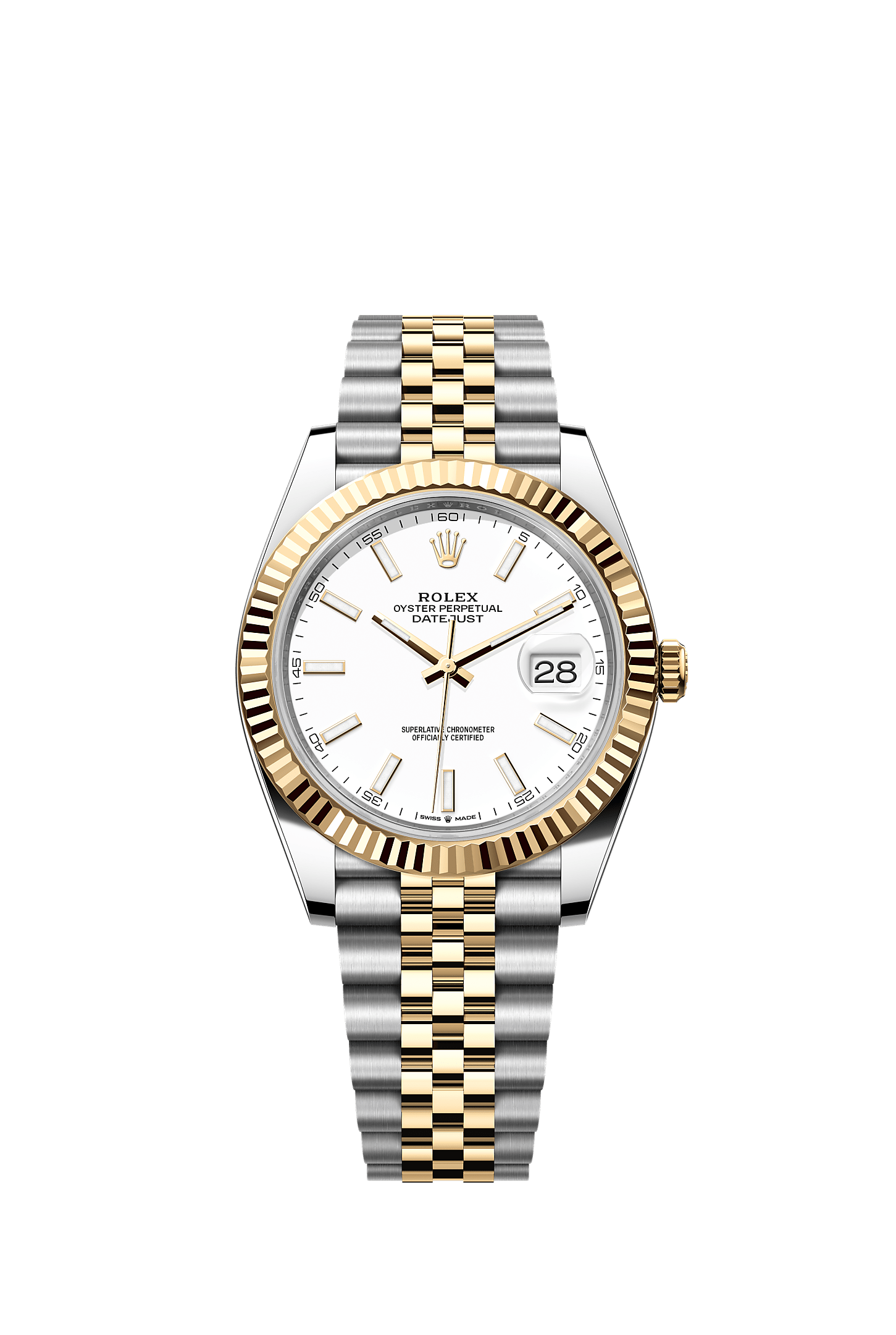 Datejust 41, Oyster, 41 mm, thép Oystersteel và vàng kim, Mặt đồng hồ : Màu trắng, Rolex