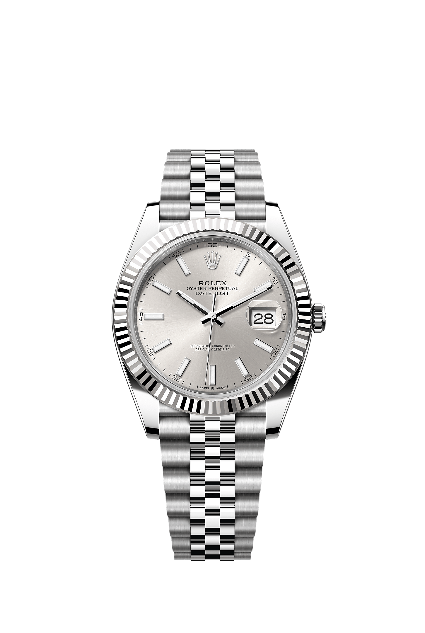 Datejust 41, Oyster, 41 mm, Oystersteel en witgoud, Wijzerplaat : Zilverkleurig, Rolex
