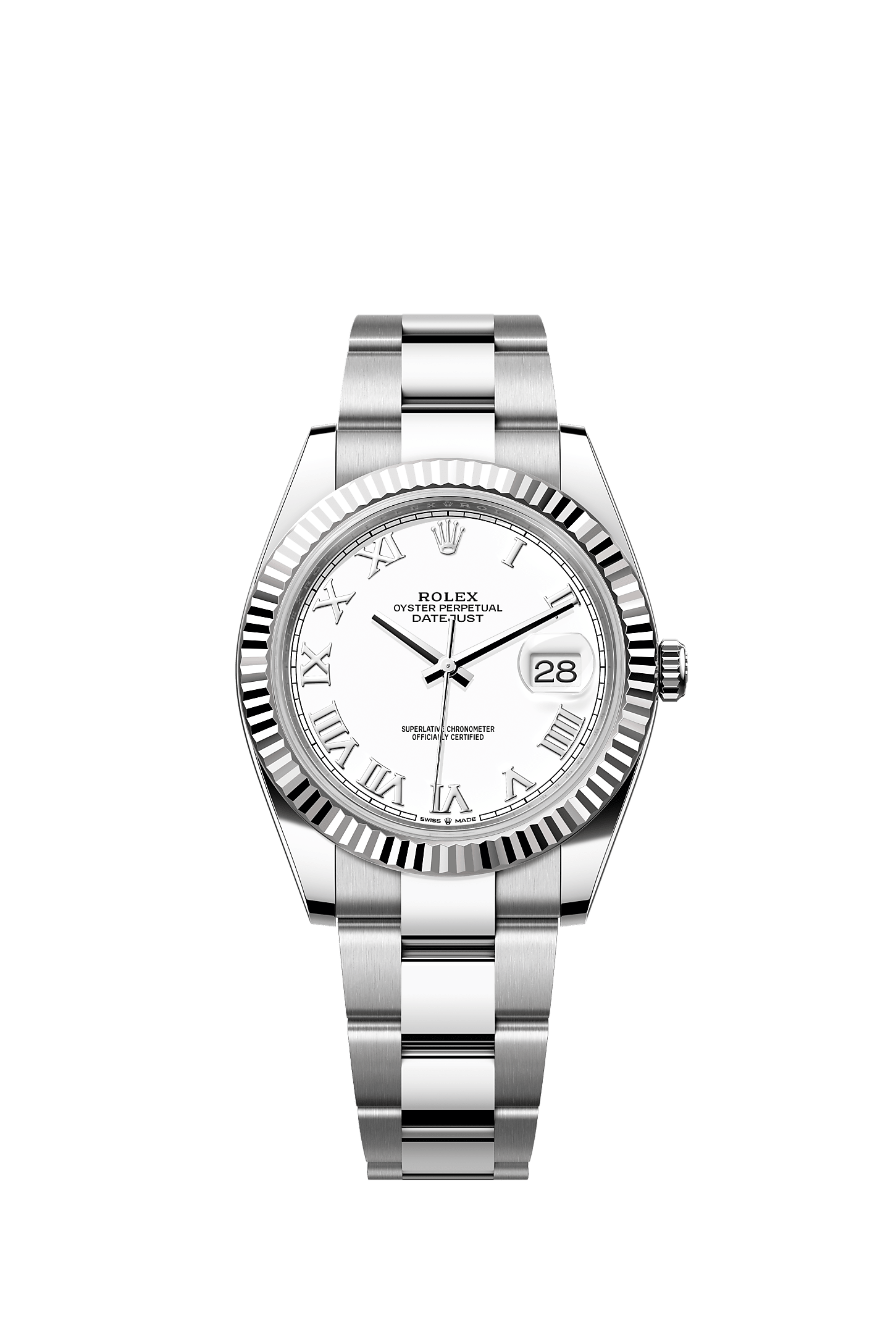 Datejust 41, Oyster, 41 mm, acero Oystersteel y oro blanco, Esfera : Blanca, Rolex