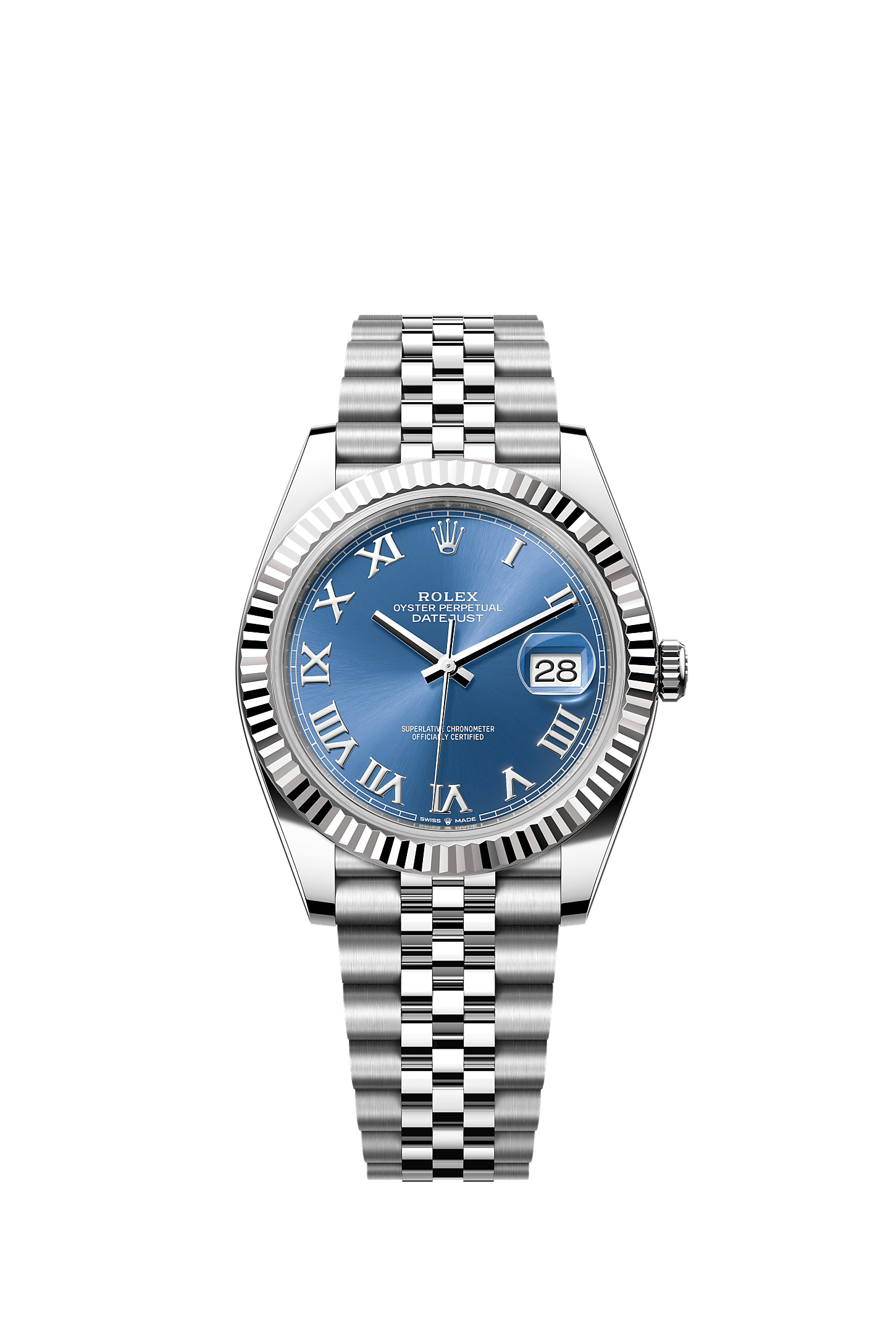 Datejust 41, Oyster, 41 mm, Oystersteel çelik ve beyaz altın, Kadran : Azur mavisi, Rolex