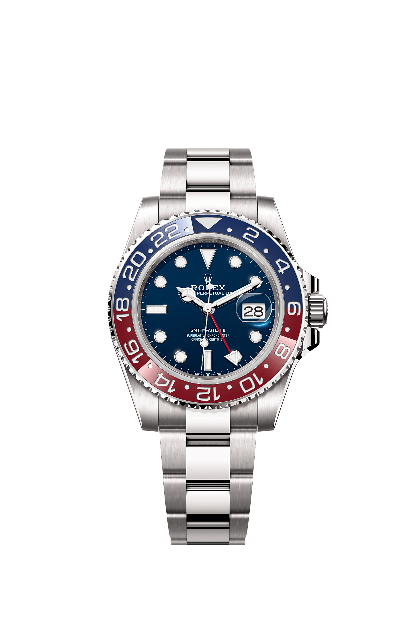 GMT-Master II, Oyster, 40 mm, emas putih, Permukaan : Biru gelap, Rolex