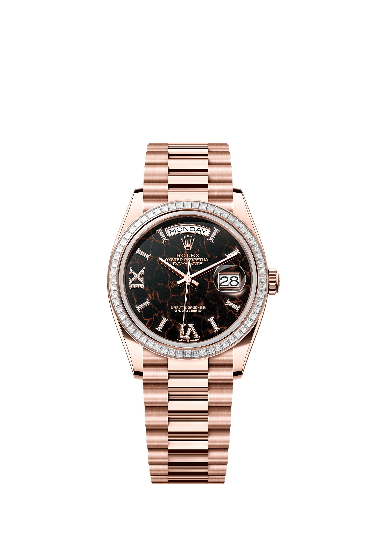 Day-Date 36, Oyster, 36 mm, Everose altın ve pırlanta, Kadran : Pırlantalı Eisenkiesel, Rolex