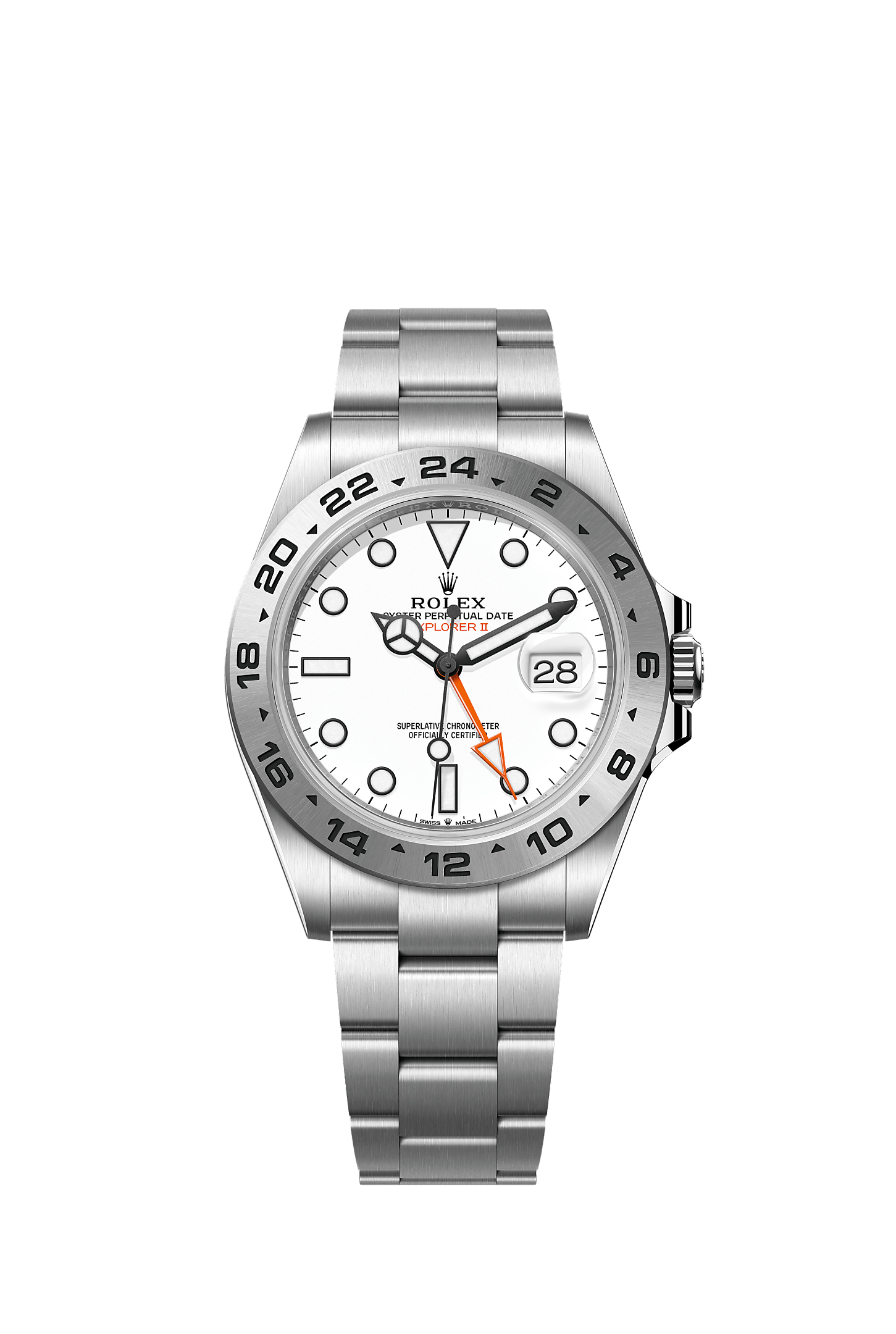 Explorer II, Oyster, 42 mm, Oystersteel, Dial : Putih, Rolex