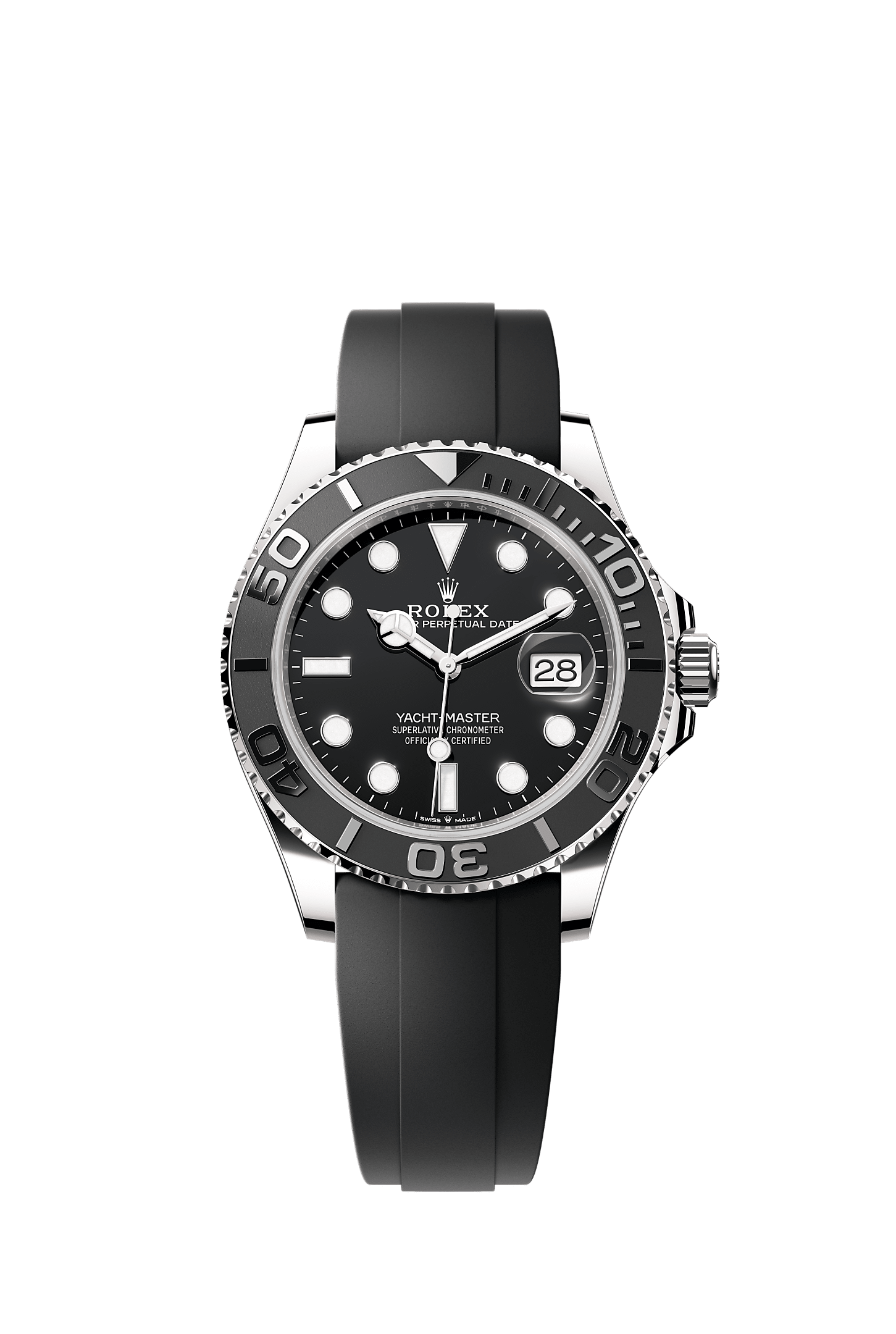 Yacht-Master 42, Oyster, 42 mm, emas putih, Permukaan : Hitam, Rolex