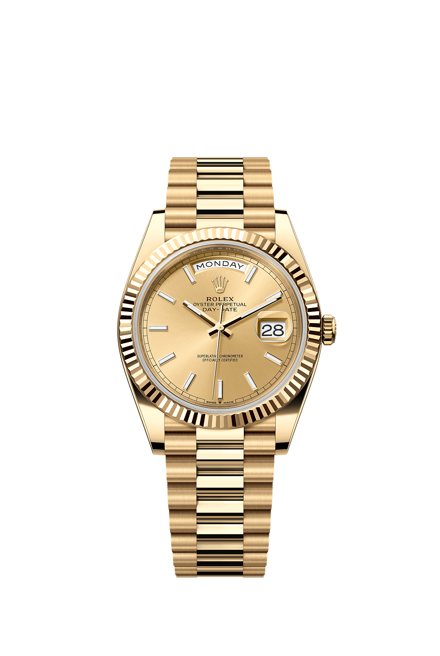 Day-Date 40, Oyster, 40 mm, geelgoud, Wijzerplaat : Champagnekleurig, Rolex