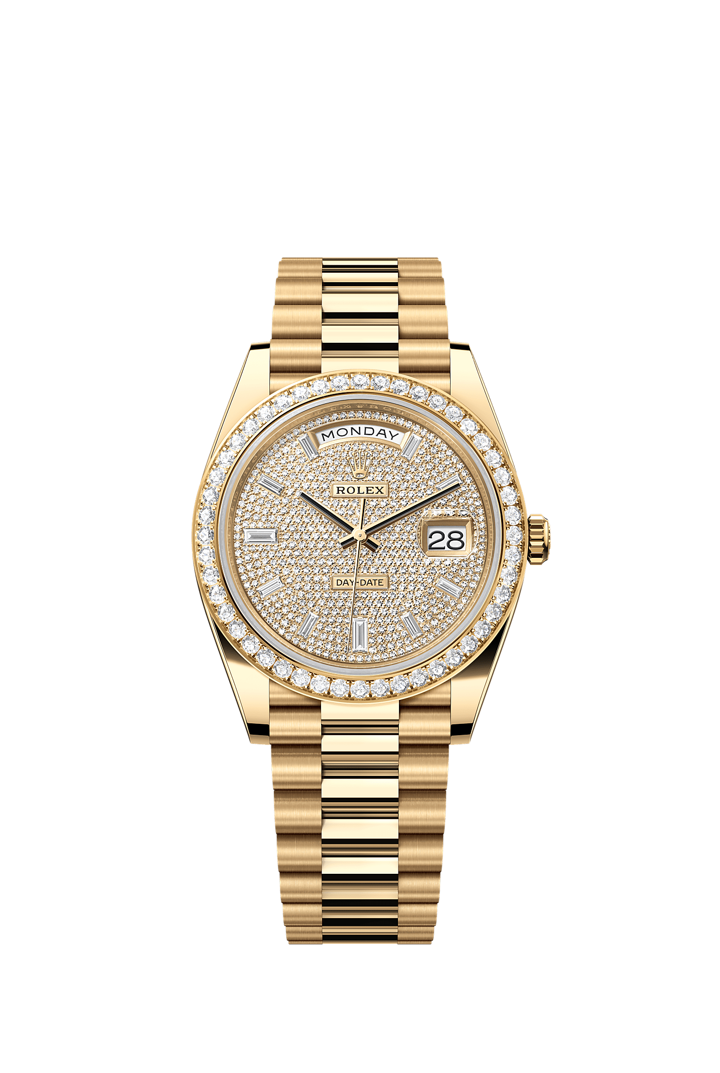 Day-Date 40, Oyster, 40 mm, yellow gold and diamonds, Dial : Diamond-paved, Rolex