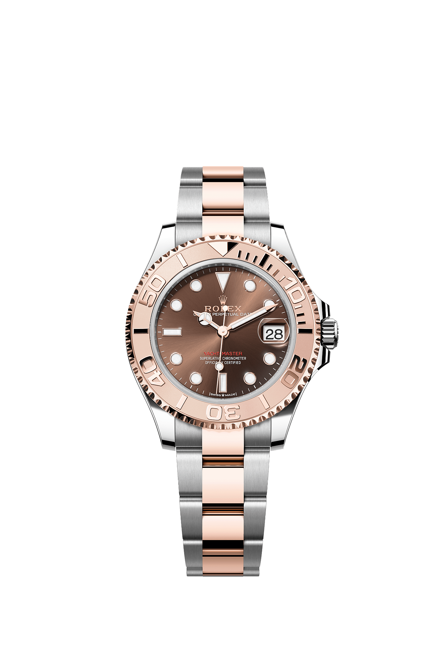 ヨットマスター 37, オイスター、37 mm、オイスタースチール＆エバーローズゴールド, ダイアル : チョコレート, Rolex