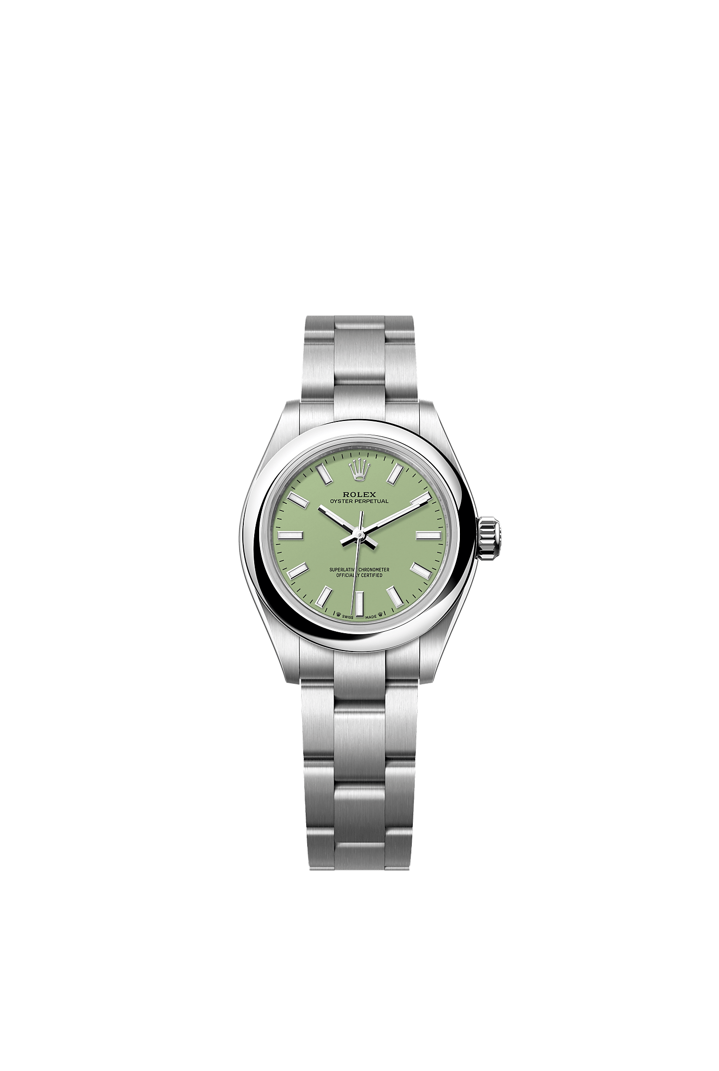Oyster Perpetual 28, Oyster, 28 mm, Edelstahl Oystersteel, Zifferblatt : <em>Pistachio</em>, Rolex
