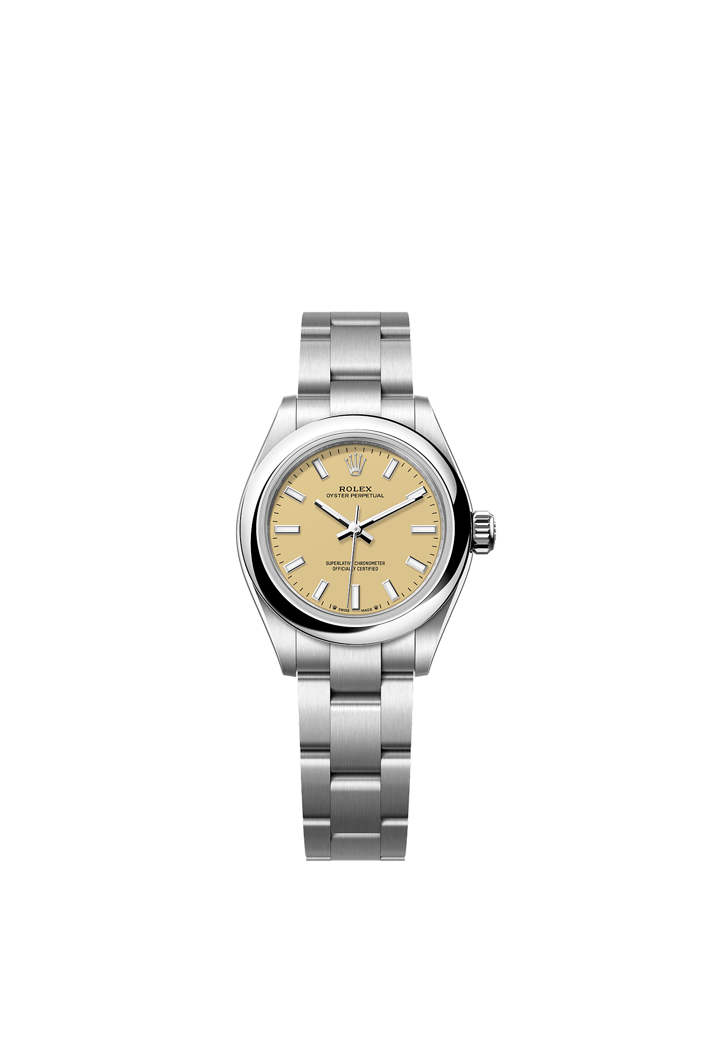 Oyster Perpetual 28, Oyster, 28 mm, stal Oystersteel, Tarcza : Beżowa, Rolex