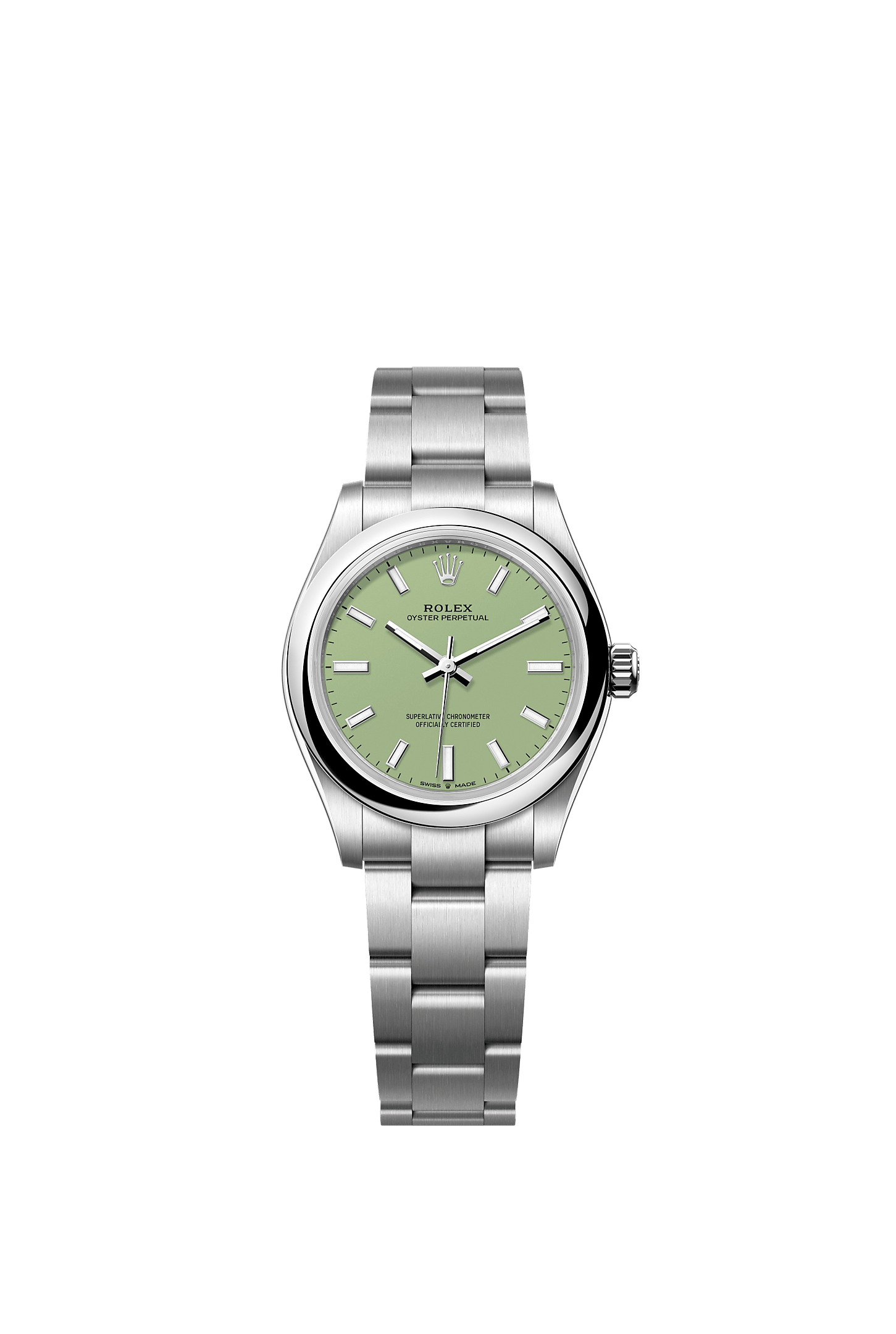 Oyster Perpetual 31, Oyster, 31 mm, Edelstahl Oystersteel, Zifferblatt : <em>Pistachio</em>, Rolex