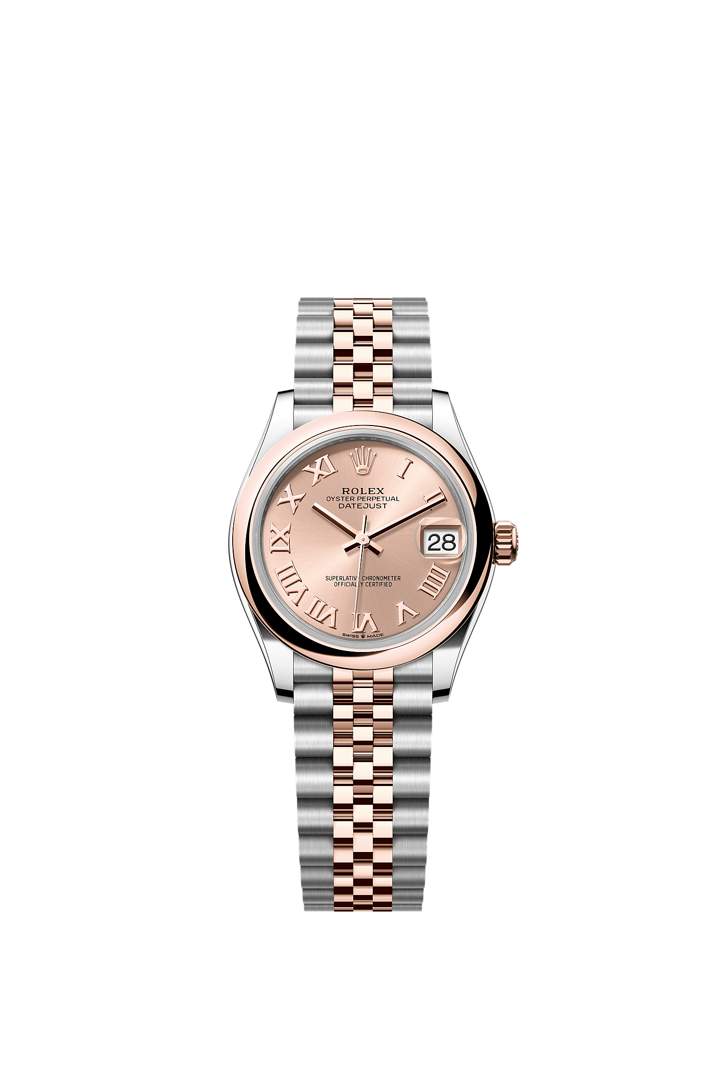 Datejust 31, Oyster, 31 mm, Oystersteel dan emas Everose, Permukaan : Warna Ros, Rolex