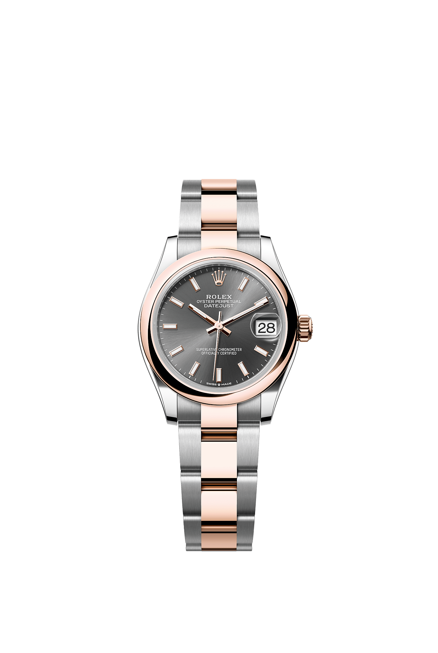 Datejust 31, Oyster, 31 mm, thép Oystersteel và vàng Everose, Mặt đồng hồ : Màu xám đá phiến, Rolex