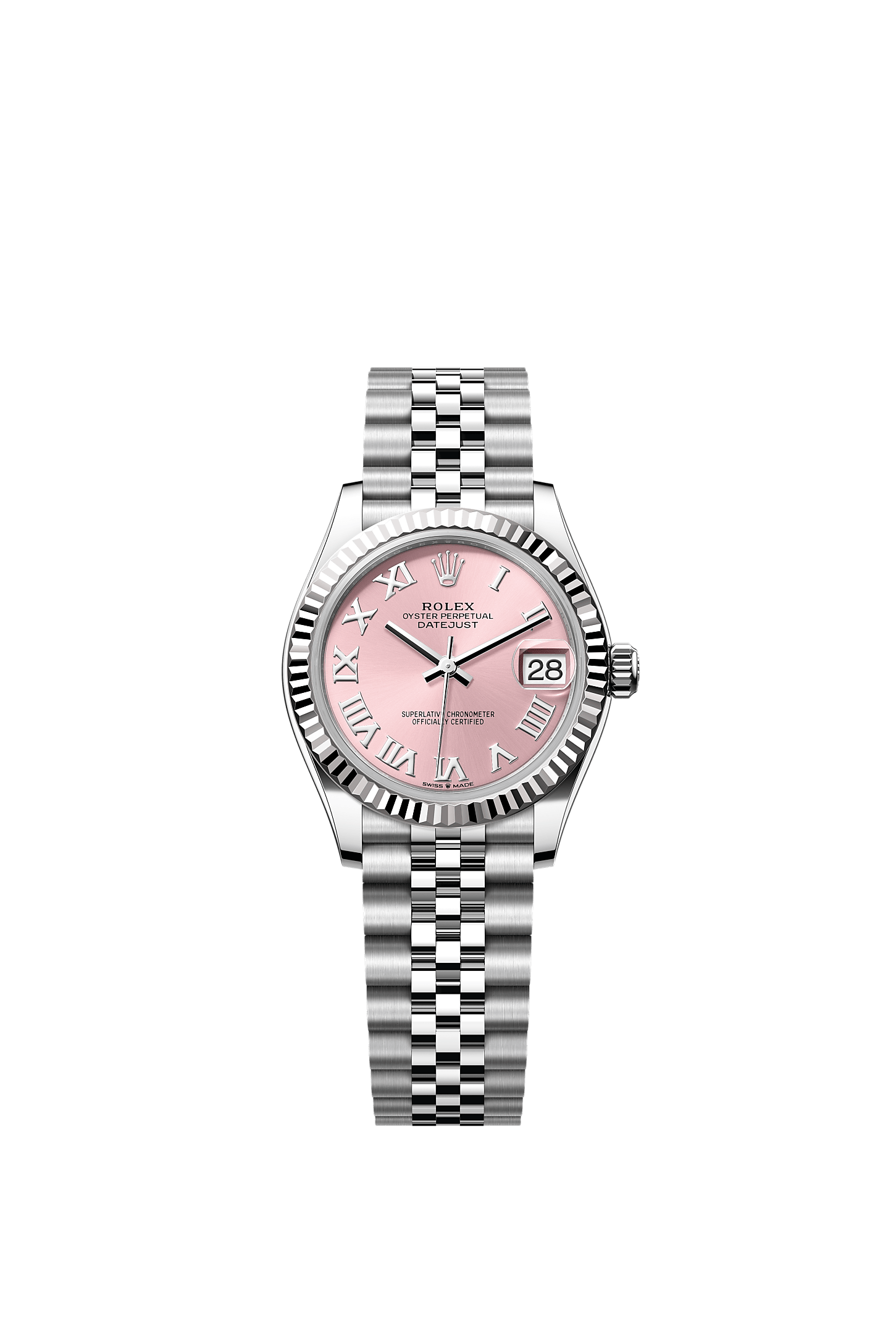 Datejust 31, Oyster, 31 mm, acier Oystersteel et or gris, Cadran : Rose, Rolex
