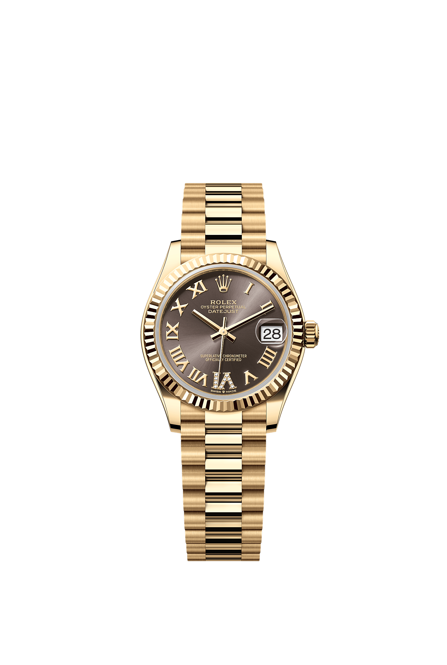 Datejust 31, Oyster, 31 mm, sarı altın, Kadran : Pırlantalı koyu gri, Rolex