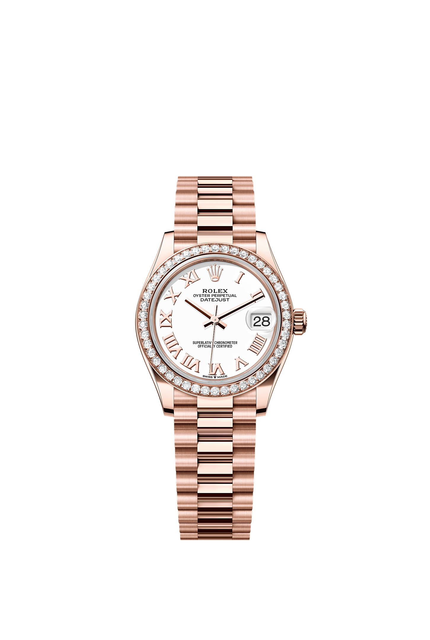 Datejust 31, Oyster, 31 มม., เอเวอร์โรสโกลด์และเพชร, หน้าปัด : สีขาว, Rolex