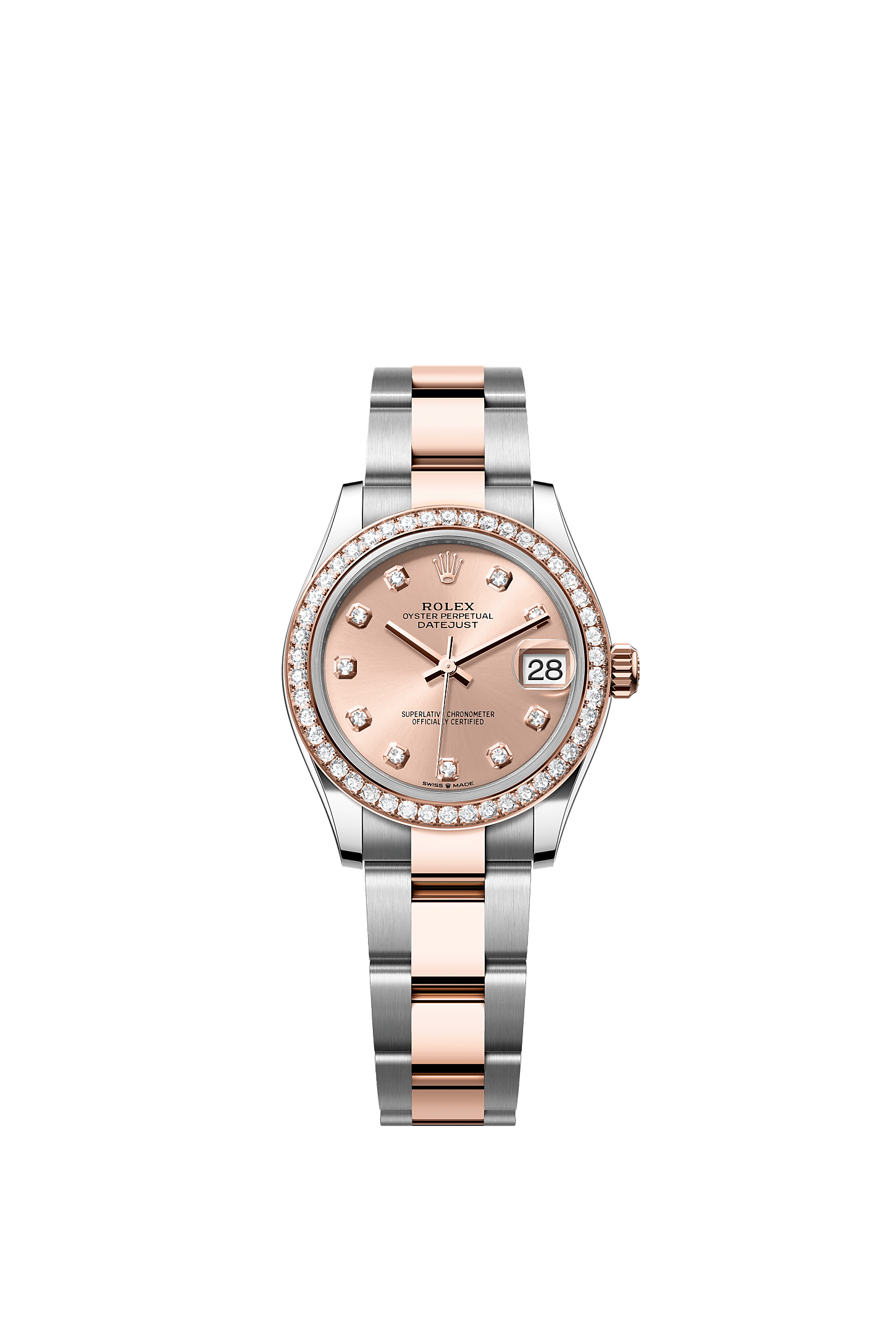 Datejust 31, Oyster, 31 mm, acero Oystersteel, oro Everose y diamantes, Esfera : Color «rosé» engastada de diamantes, Rolex