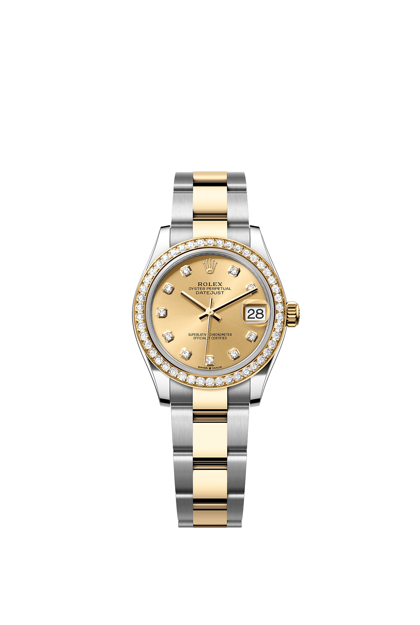 Datejust 31, Oyster, 31 mm, Edelstahl Oystersteel und Gelbgold mit Diamanten, Zifferblatt : Champagnerfarben mit Diamanten, Rolex