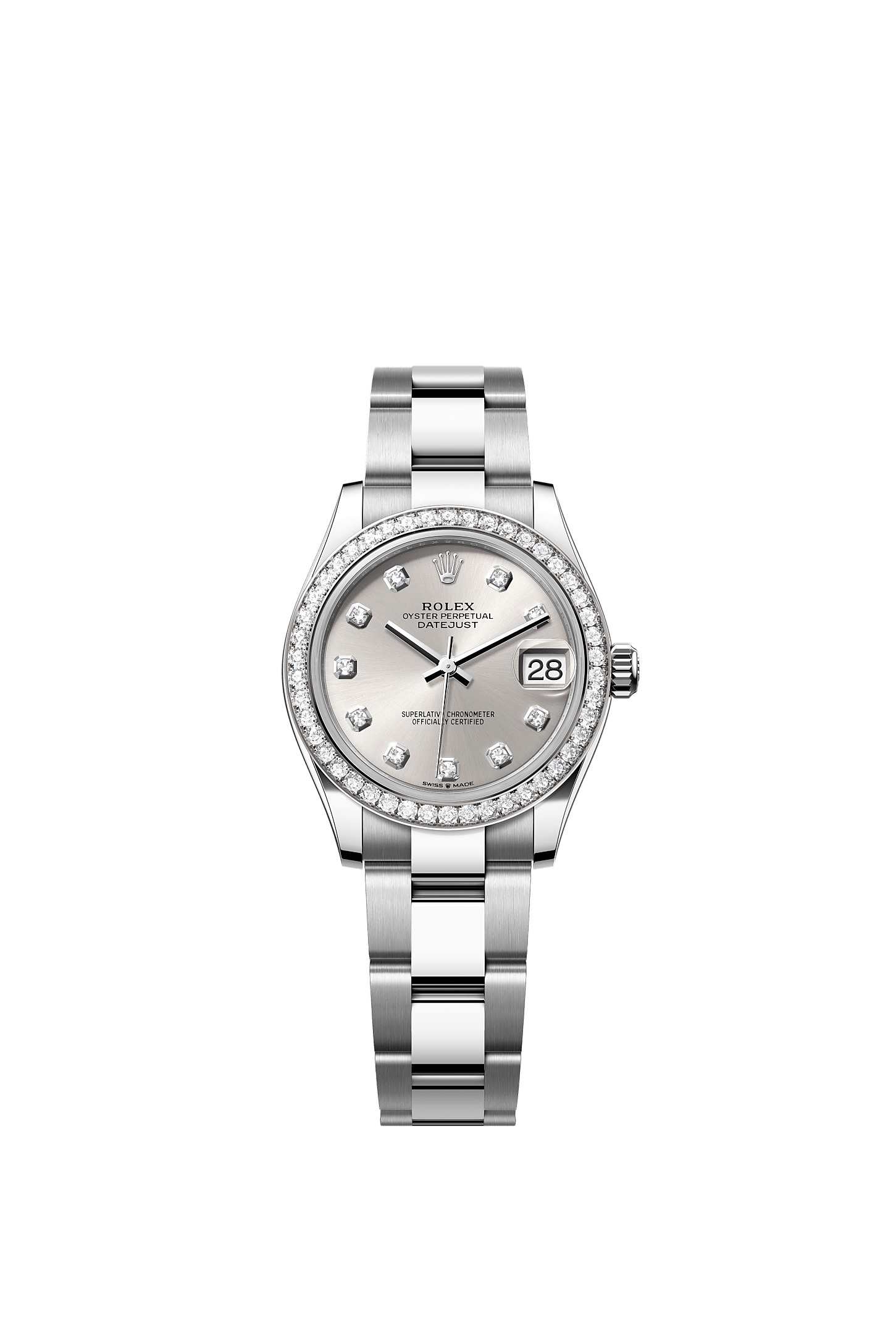 Datejust 31, Oyster, 31 мм, сталь Oystersteel, белое золото и бриллианты, Циферблат : Серебристый, бриллианты, Rolex