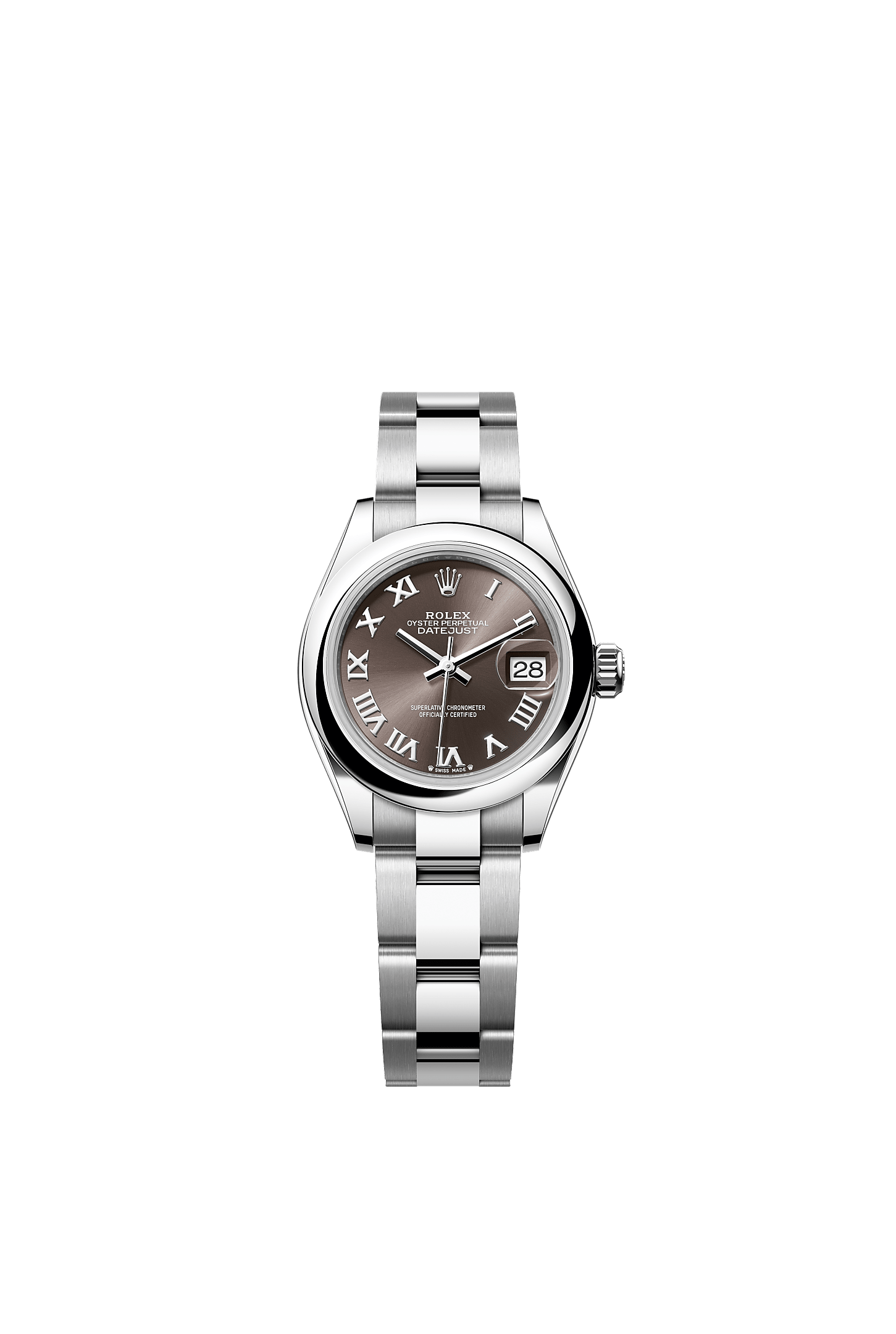 Lady-Datejust, Oyster, 28 mm, stal Oystersteel, Tarcza : Ciemnoszara, Rolex