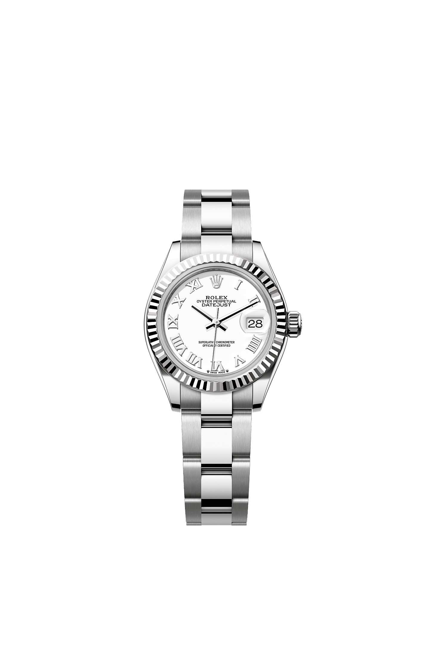 Lady-Datejust, Oyster, 28 mm, thép Oystersteel và vàng trắng, Mặt đồng hồ : Màu trắng, Rolex