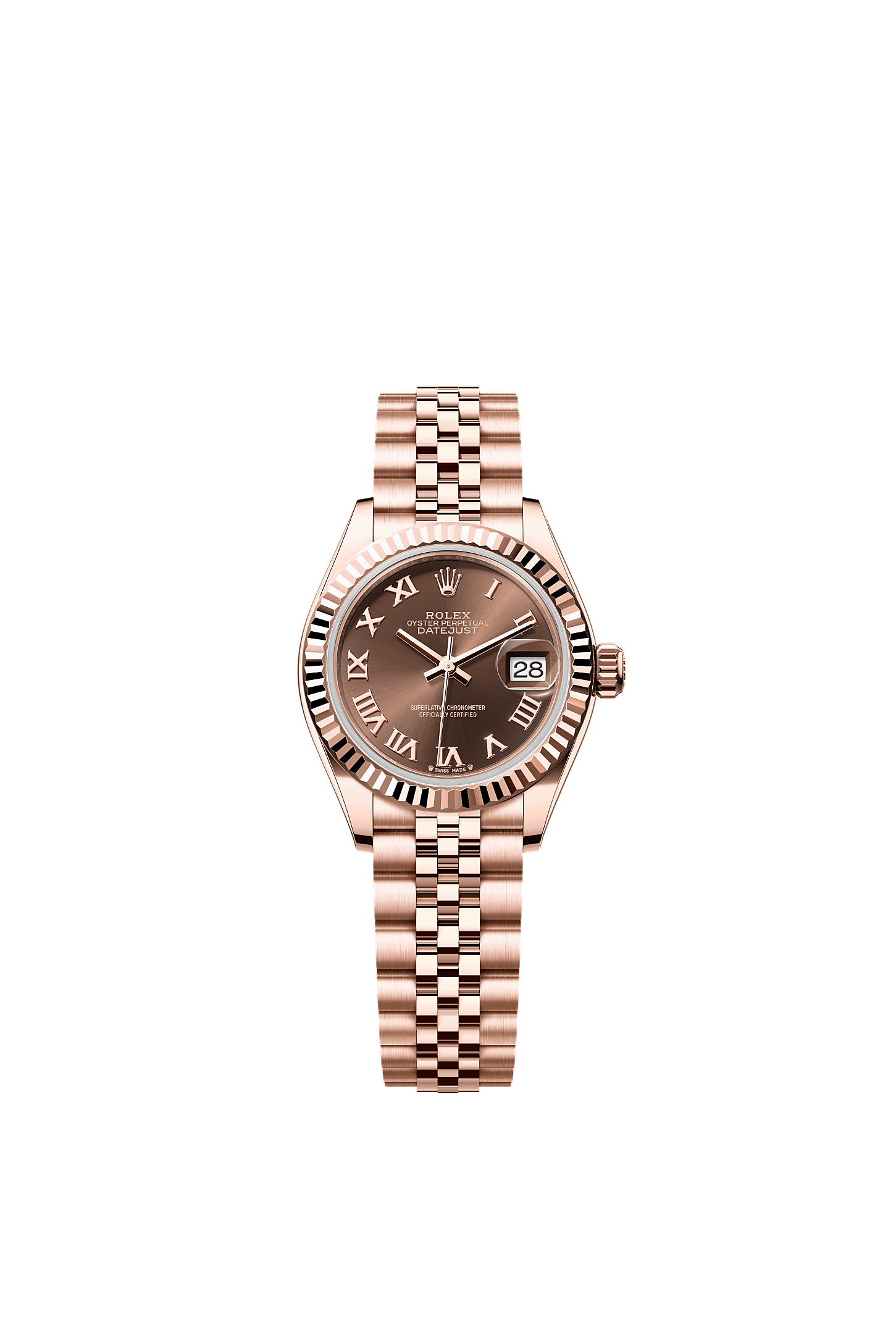 Lady-Datejust, Oyster, 28 мм, золото Everose, Циферблат : Цвета шоколада, Rolex