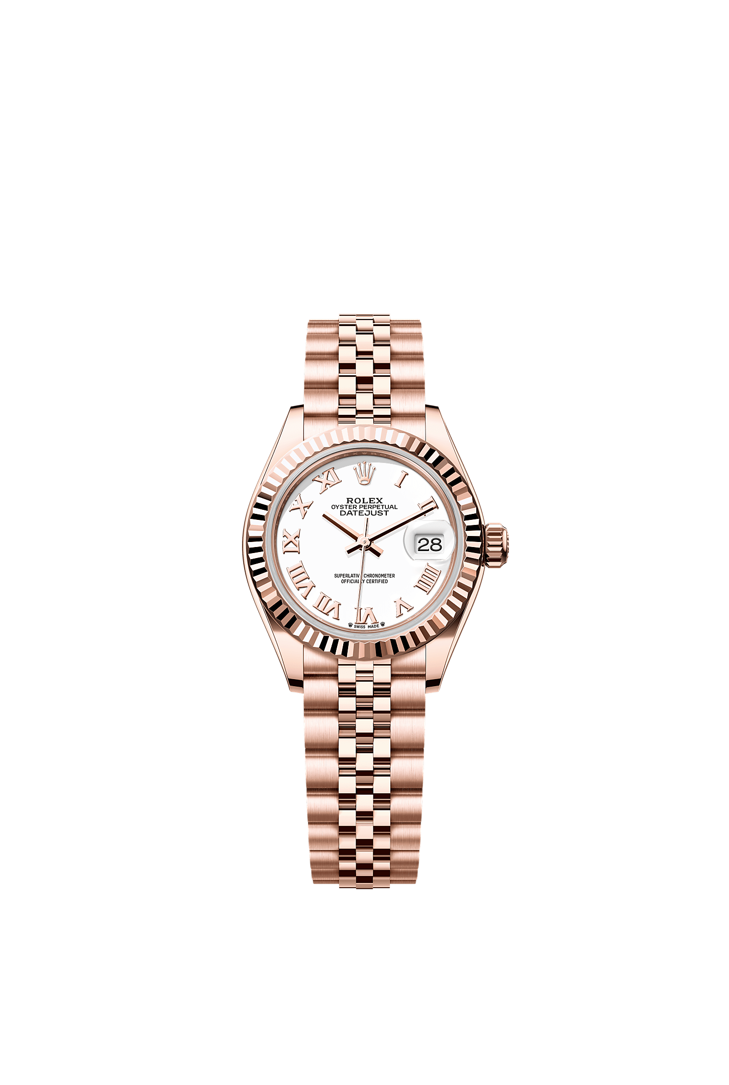 Lady-Datejust, Oyster, 28 mm, Everose altın, Kadran : Beyaz, Rolex