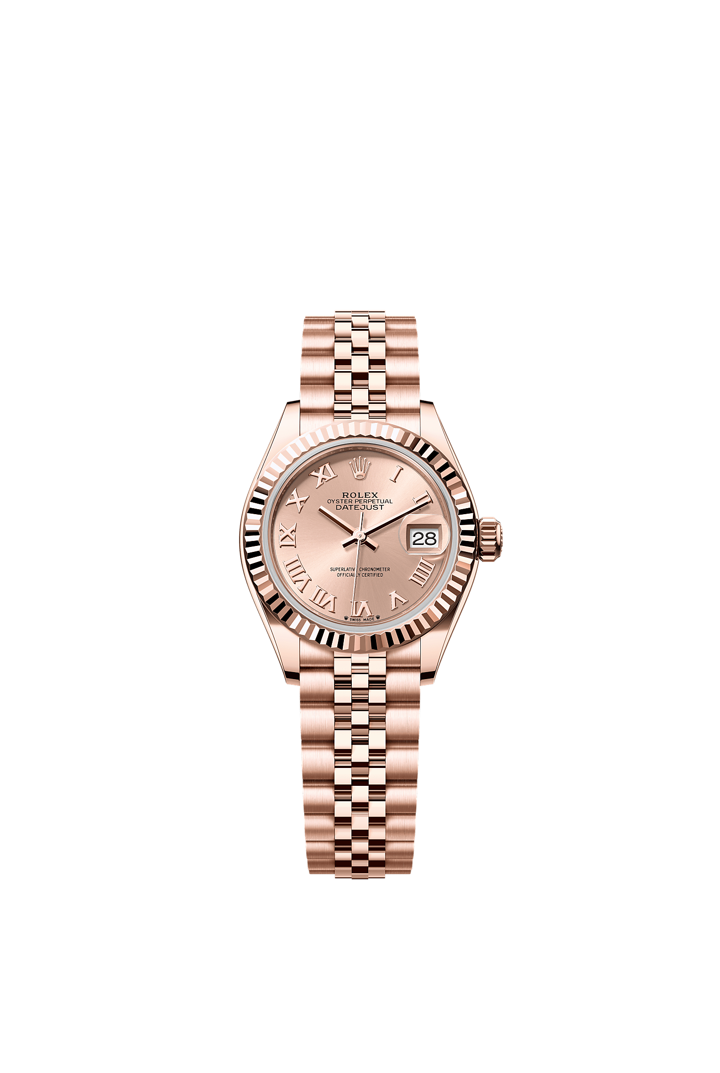 Lady-Datejust, Oyster, 28 mm, emas Everose, Permukaan : Warna Ros, Rolex