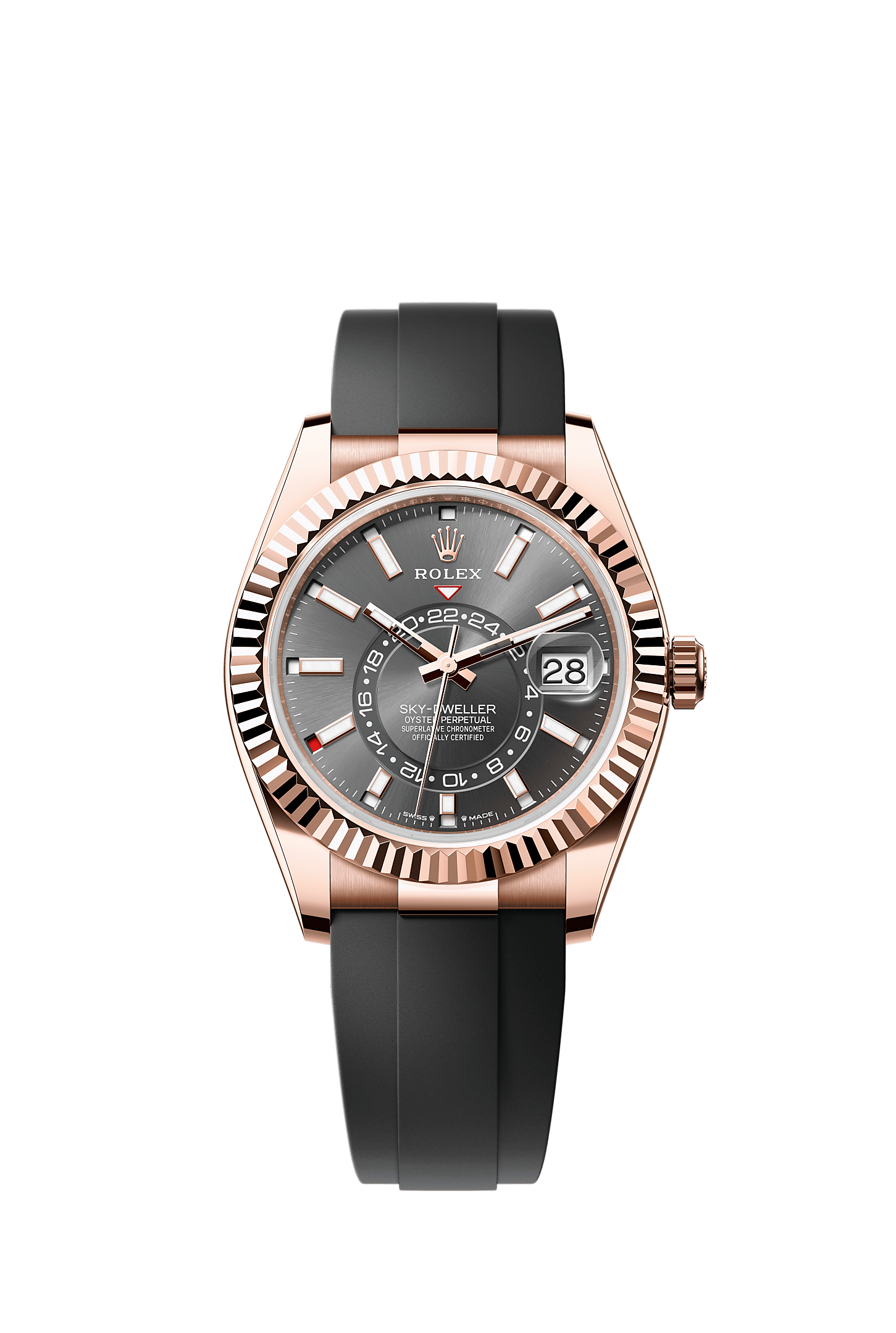 Sky-Dweller, Oyster, 42 mm, oro Everose, Esfera : Pizarra, Rolex